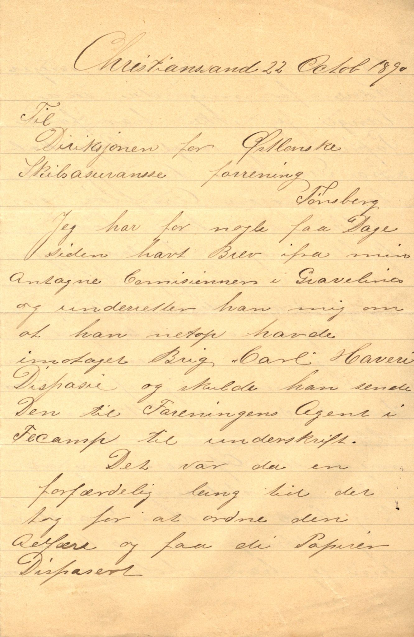 Pa 63 - Østlandske skibsassuranceforening, VEMU/A-1079/G/Ga/L0025/0003: Havaridokumenter / Josephine, Carl, Johanna, Castro, Comorin, Corona, 1890, s. 7