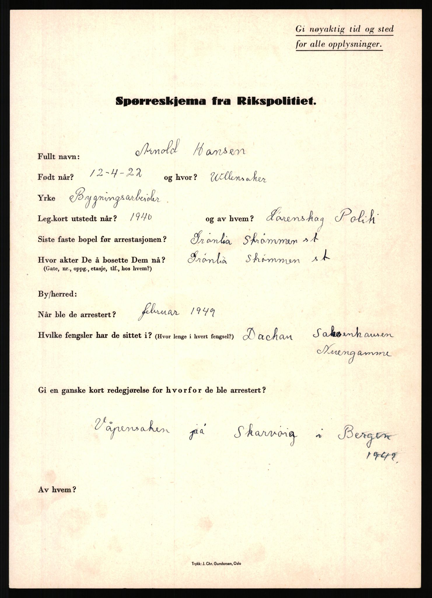 Rikspolitisjefen, AV/RA-S-1560/L/L0006: Hansen, Adolf Boye - Hemstad, Gunnar, 1940-1945, s. 39