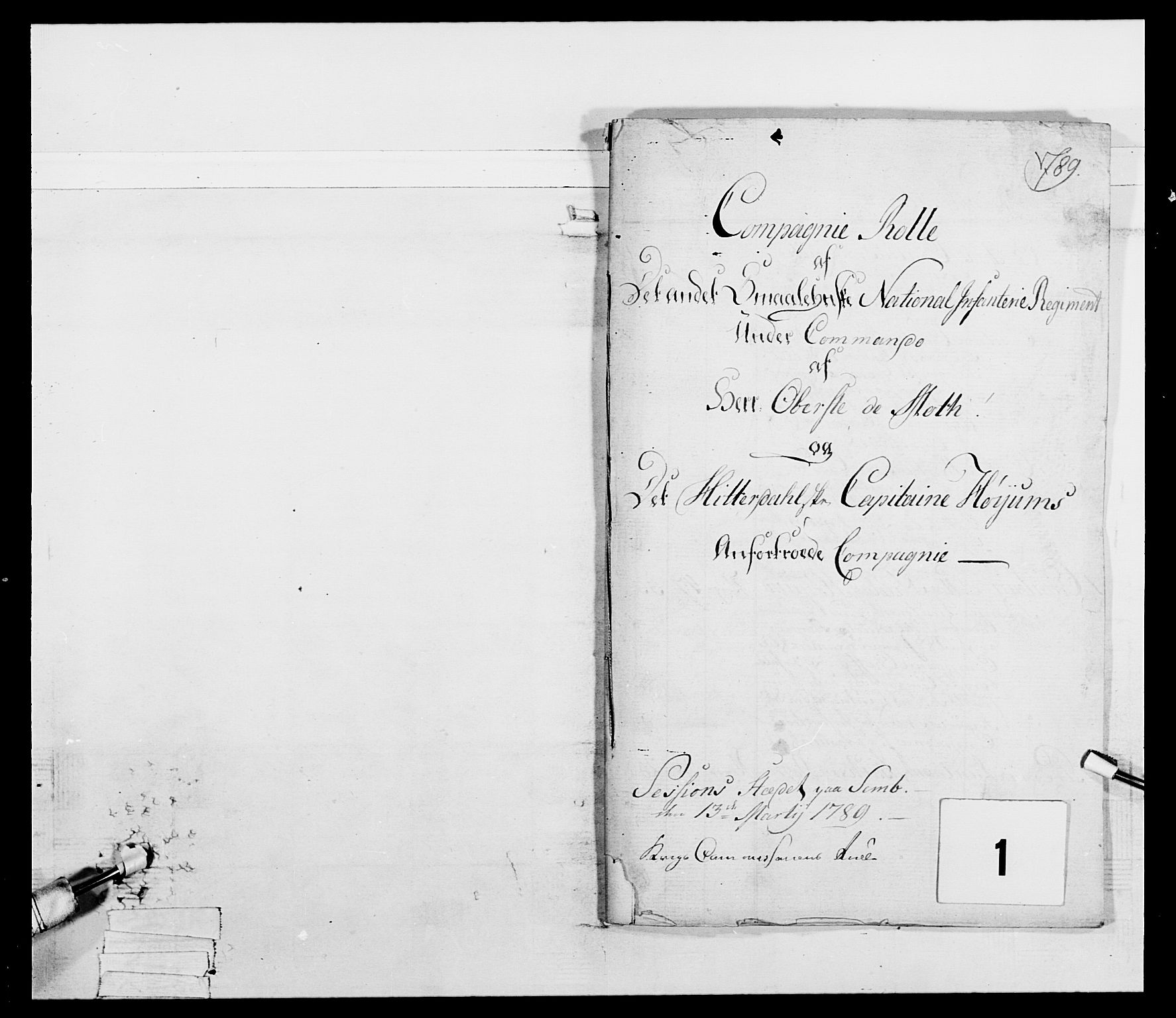 Generalitets- og kommissariatskollegiet, Det kongelige norske kommissariatskollegium, AV/RA-EA-5420/E/Eh/L0056: 2. Smålenske nasjonale infanteriregiment, 1789, s. 5