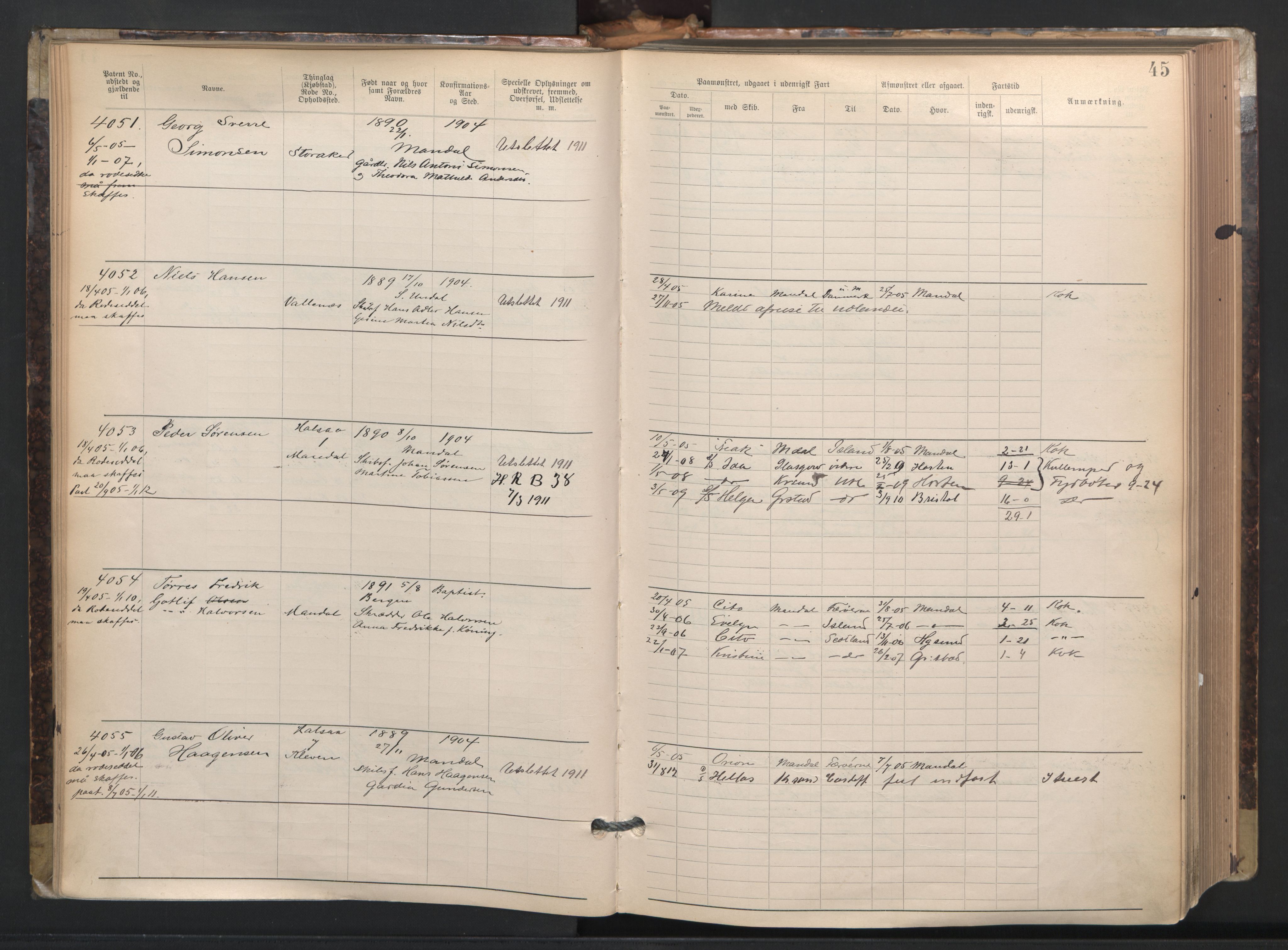 Mandal mønstringskrets, AV/SAK-2031-0016/F/Fa/L0003: Annotasjonsrulle nr 3831-4730 med register, L-5, 1900-1948, s. 69