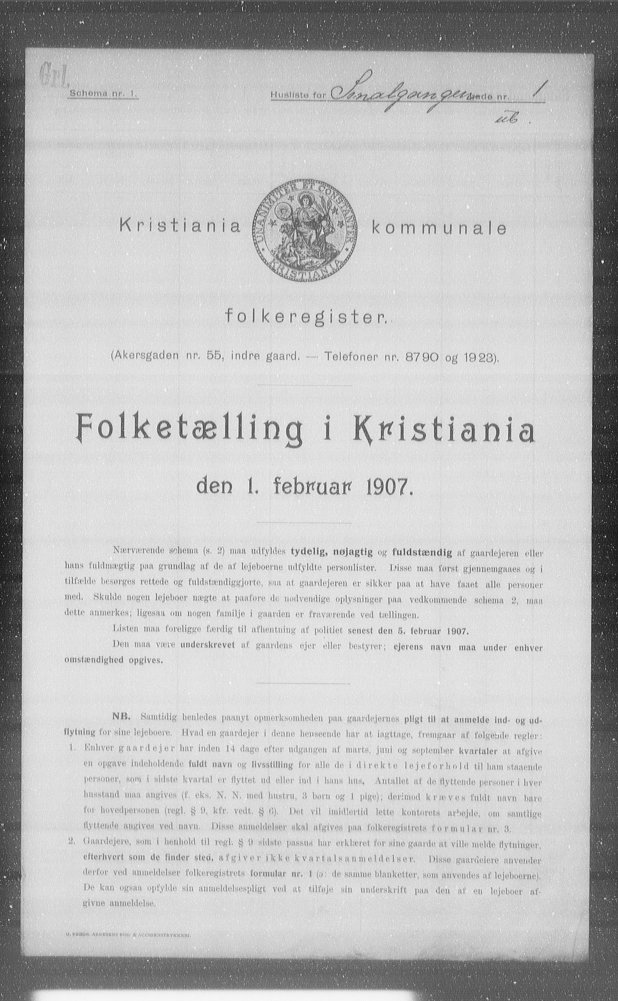 OBA, Kommunal folketelling 1.2.1907 for Kristiania kjøpstad, 1907, s. 49522