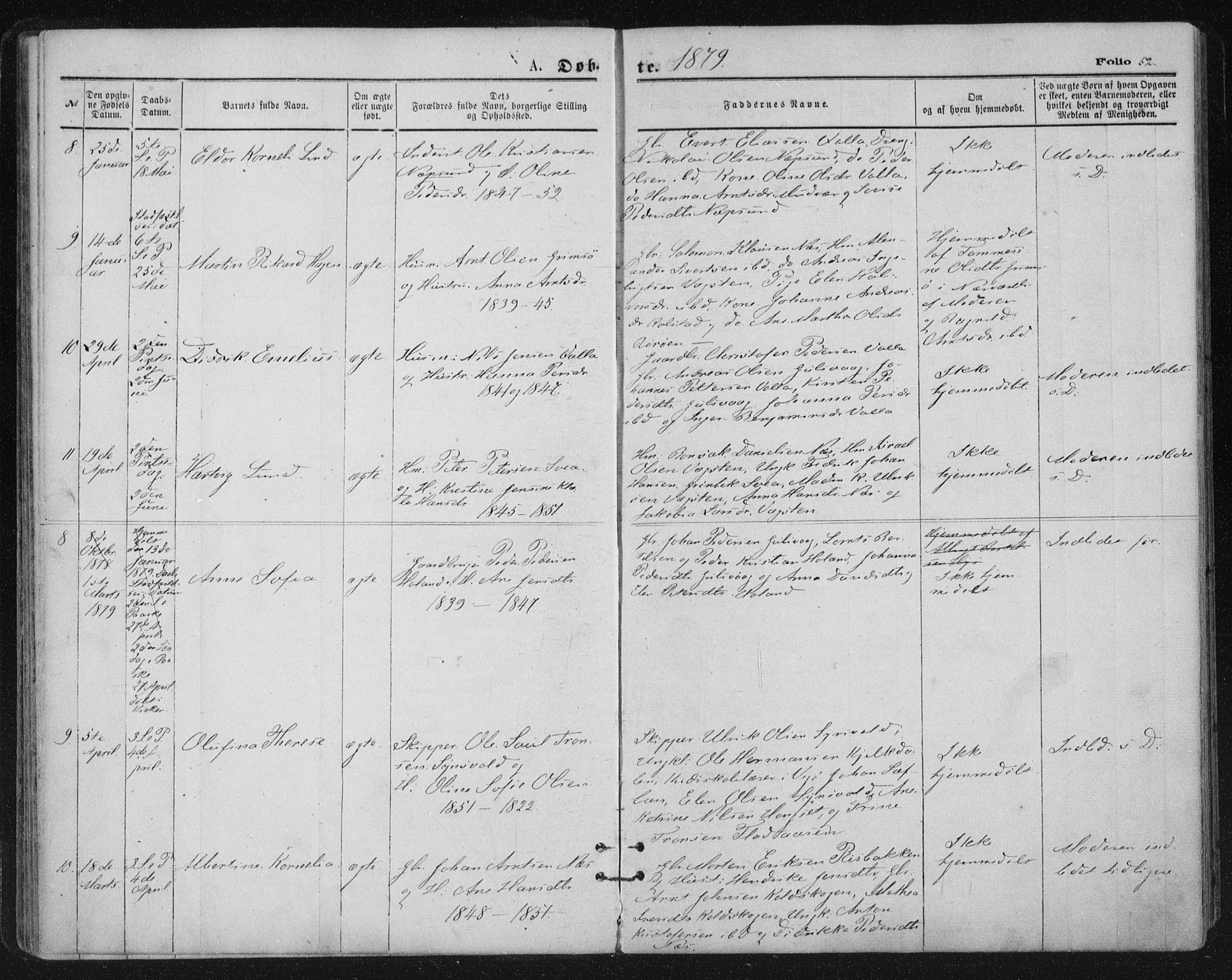 Ministerialprotokoller, klokkerbøker og fødselsregistre - Nordland, SAT/A-1459/816/L0241: Ministerialbok nr. 816A07, 1870-1885, s. 52
