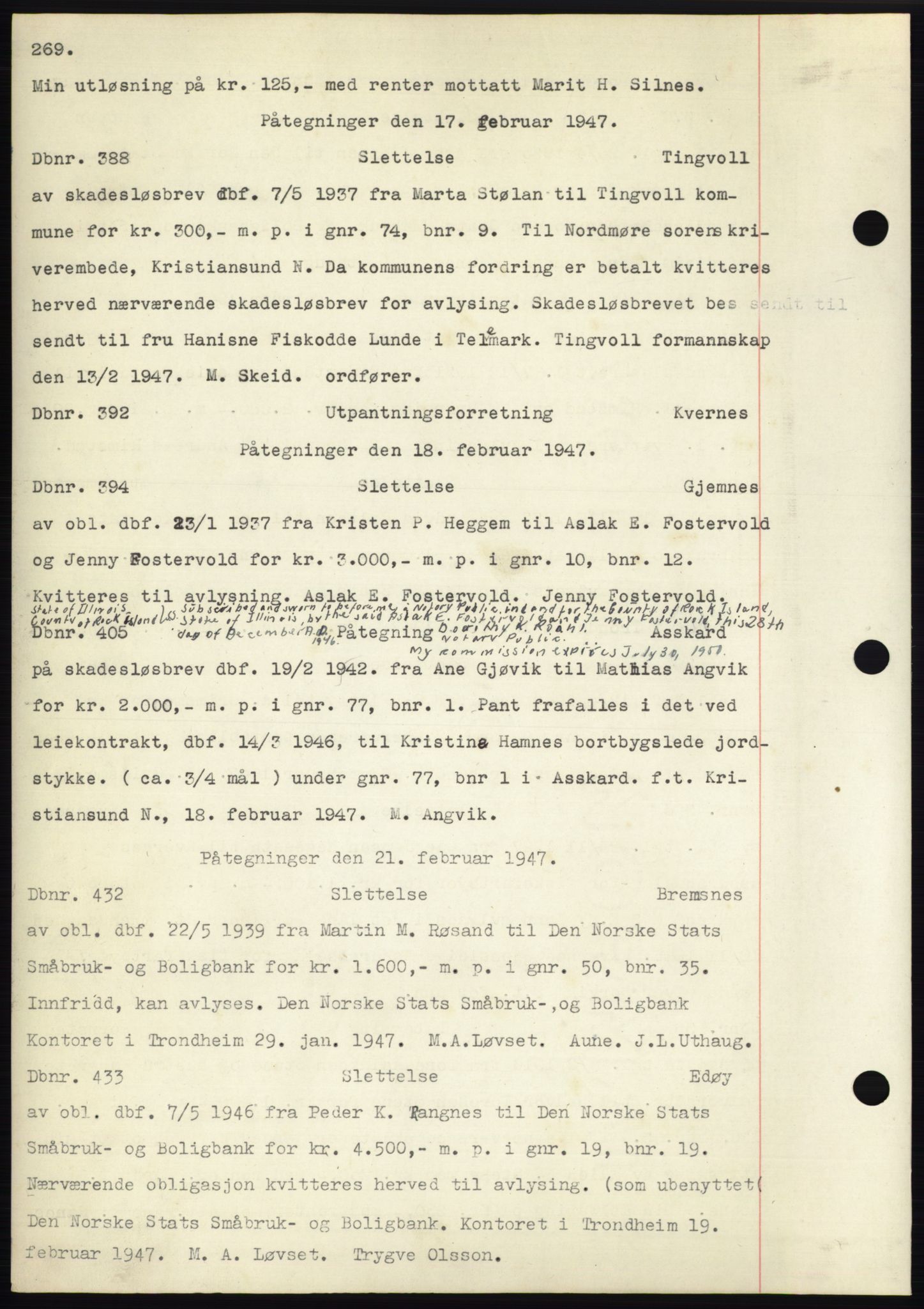 Nordmøre sorenskriveri, SAT/A-4132/1/2/2Ca: Pantebok nr. C82b, 1946-1951, Dagboknr: 388/1947