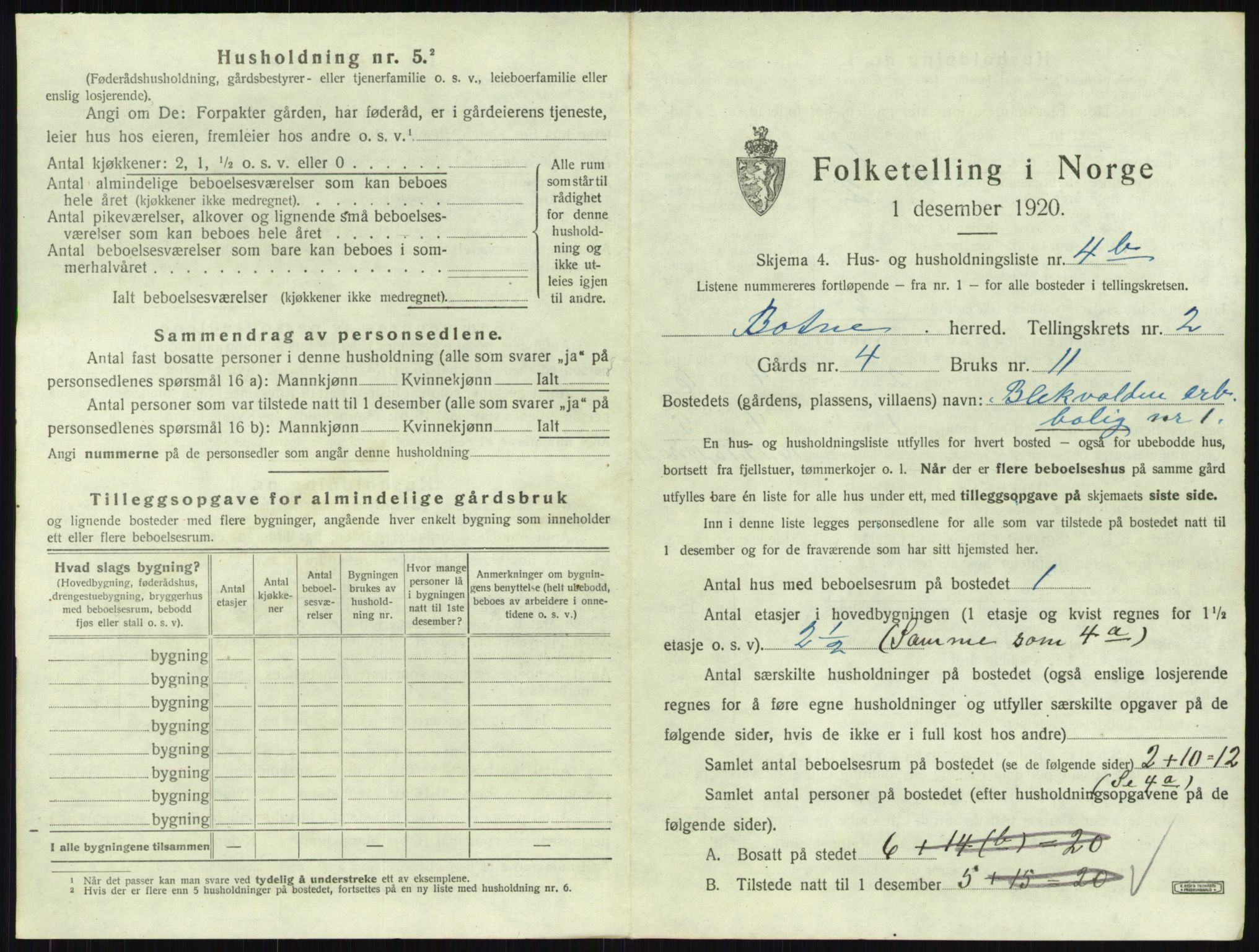 SAKO, Folketelling 1920 for 0715 Botne herred, 1920, s. 262