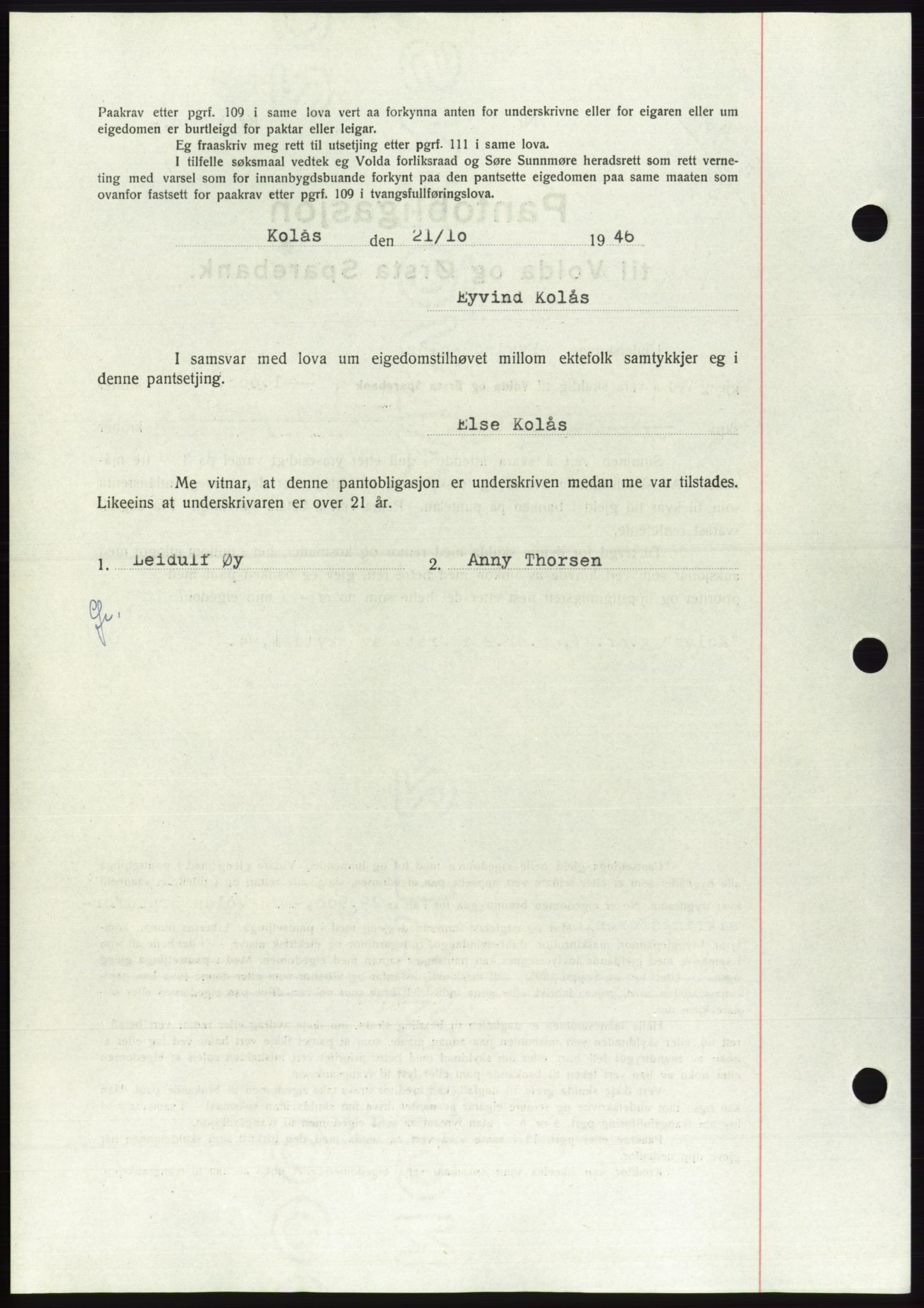 Søre Sunnmøre sorenskriveri, AV/SAT-A-4122/1/2/2C/L0114: Pantebok nr. 1-2B, 1943-1947, Dagboknr: 1344/1946