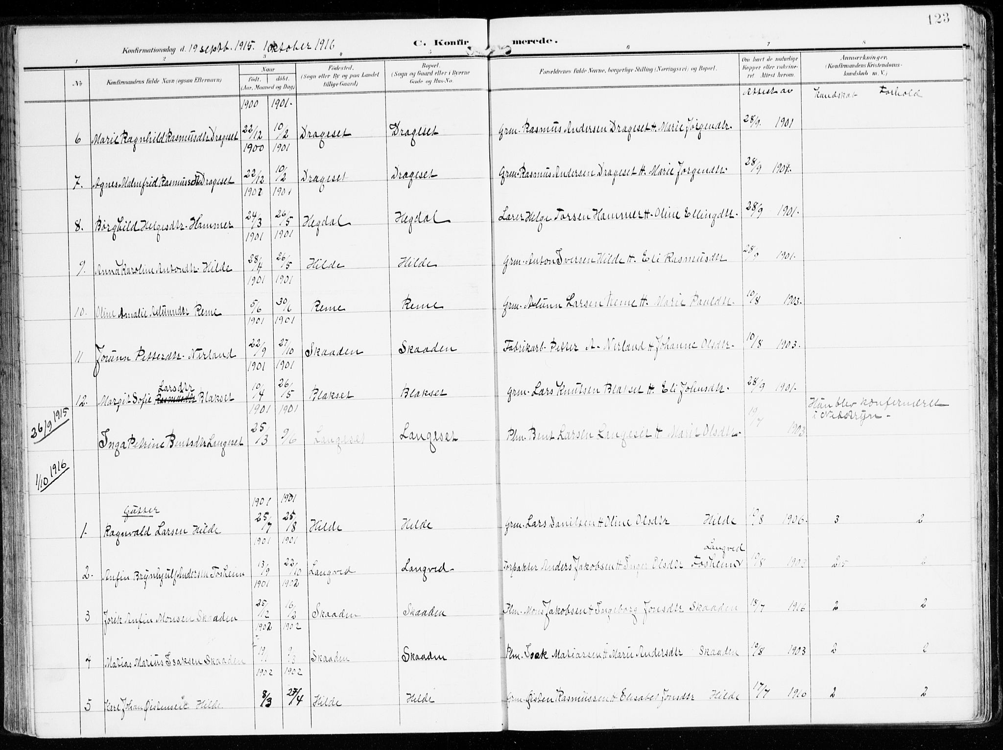 Innvik sokneprestembete, AV/SAB-A-80501: Ministerialbok nr. B 2, 1903-1929, s. 123