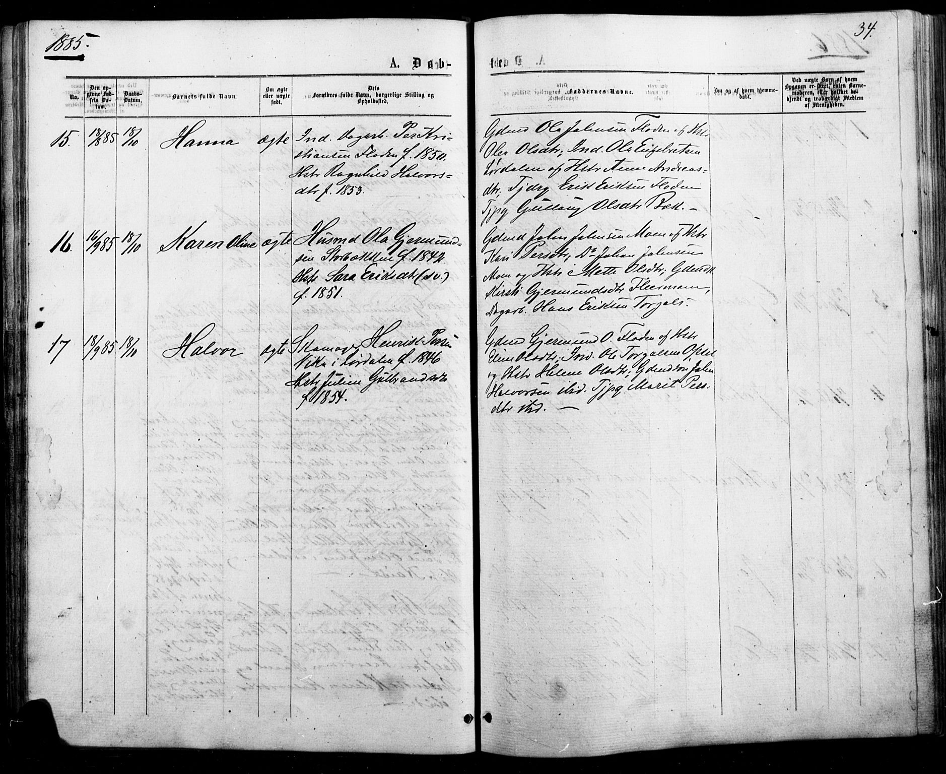 Trysil prestekontor, AV/SAH-PREST-046/H/Ha/Haa/L0010: Ministerialbok nr. 10, 1872-1895, s. 34