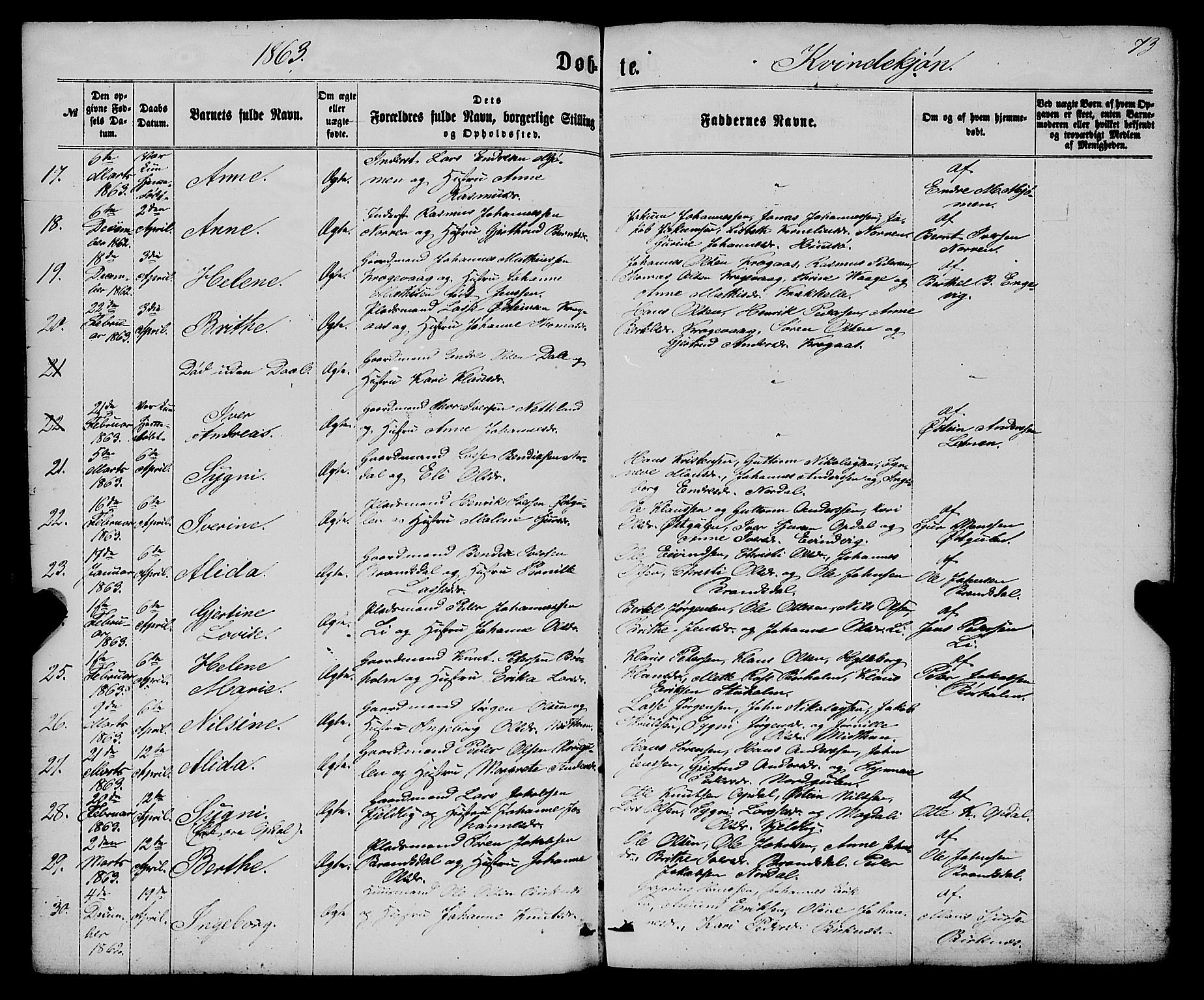 Gulen sokneprestembete, AV/SAB-A-80201/H/Haa/Haaa/L0022: Ministerialbok nr. A 22, 1859-1869, s. 73