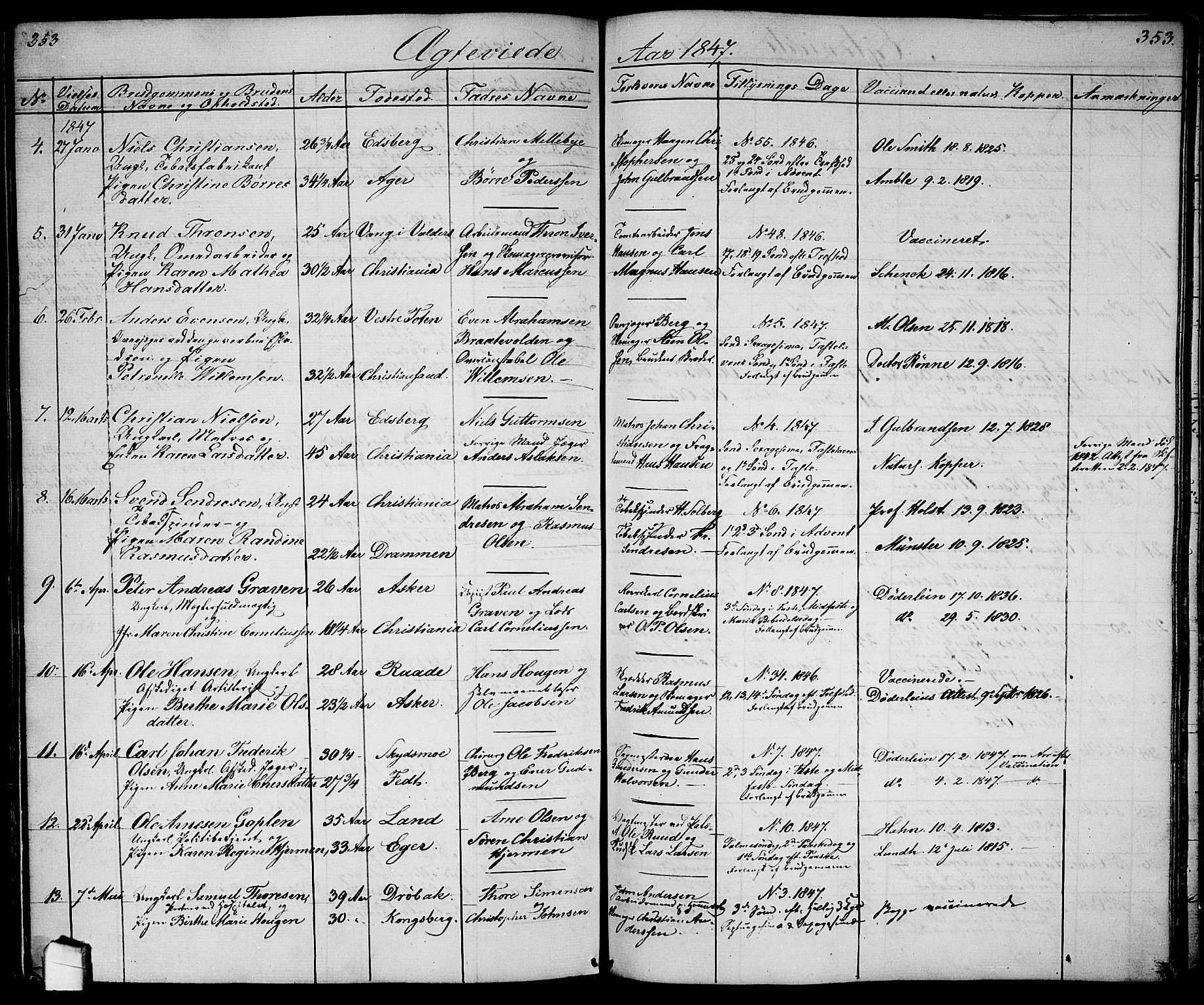 Garnisonsmenigheten Kirkebøker, SAO/A-10846/G/Ga/L0005: Klokkerbok nr. 5, 1841-1860, s. 353