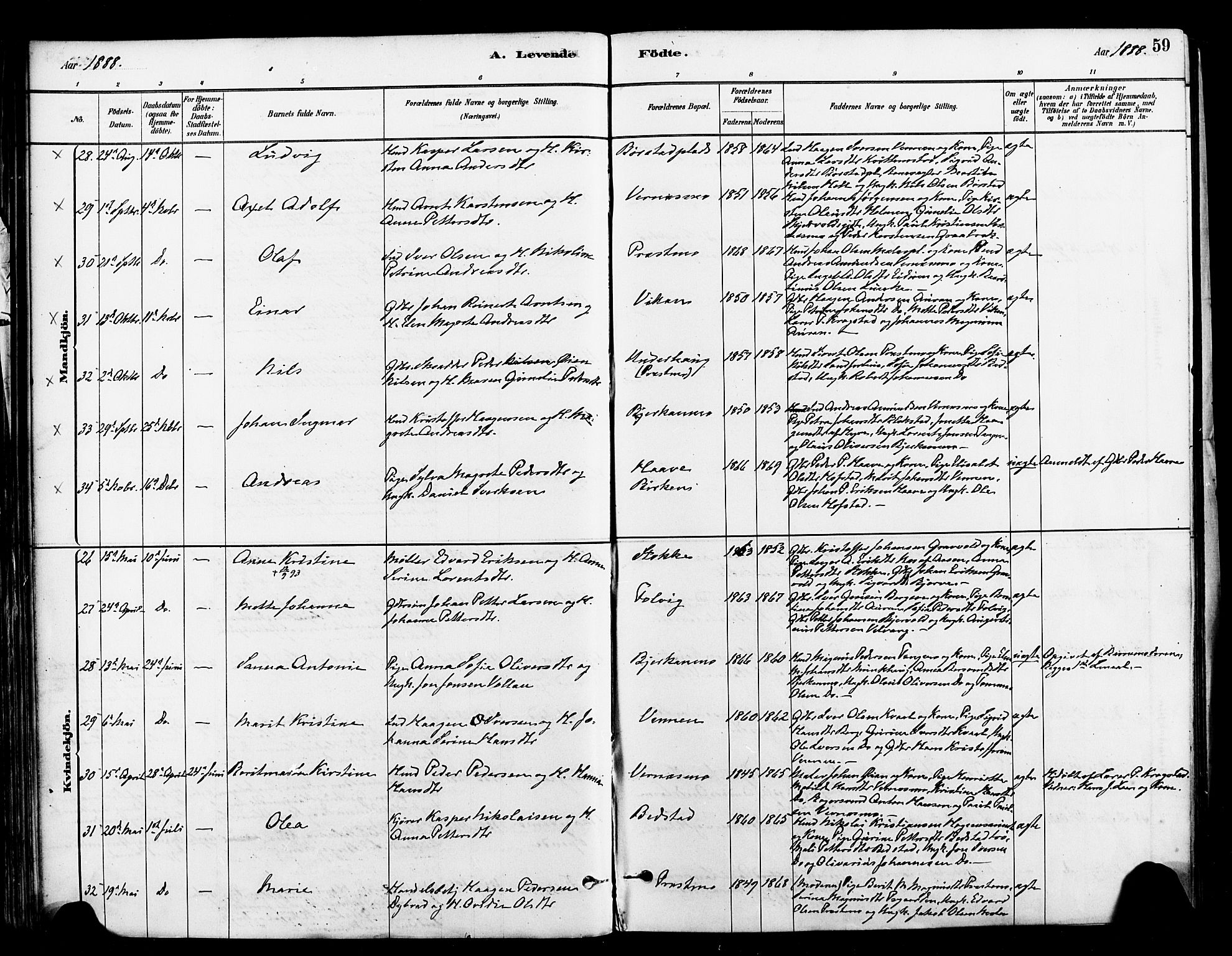 Ministerialprotokoller, klokkerbøker og fødselsregistre - Nord-Trøndelag, SAT/A-1458/709/L0077: Ministerialbok nr. 709A17, 1880-1895, s. 59