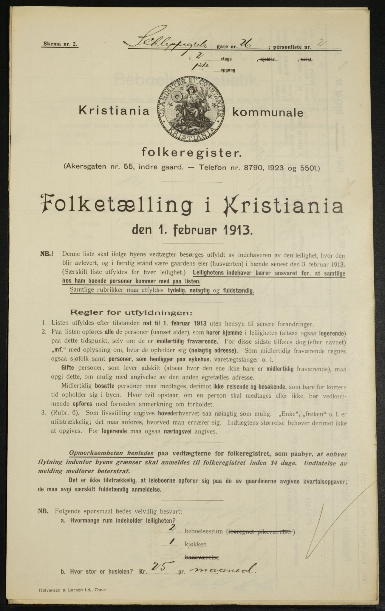 OBA, Kommunal folketelling 1.2.1913 for Kristiania, 1913, s. 90250