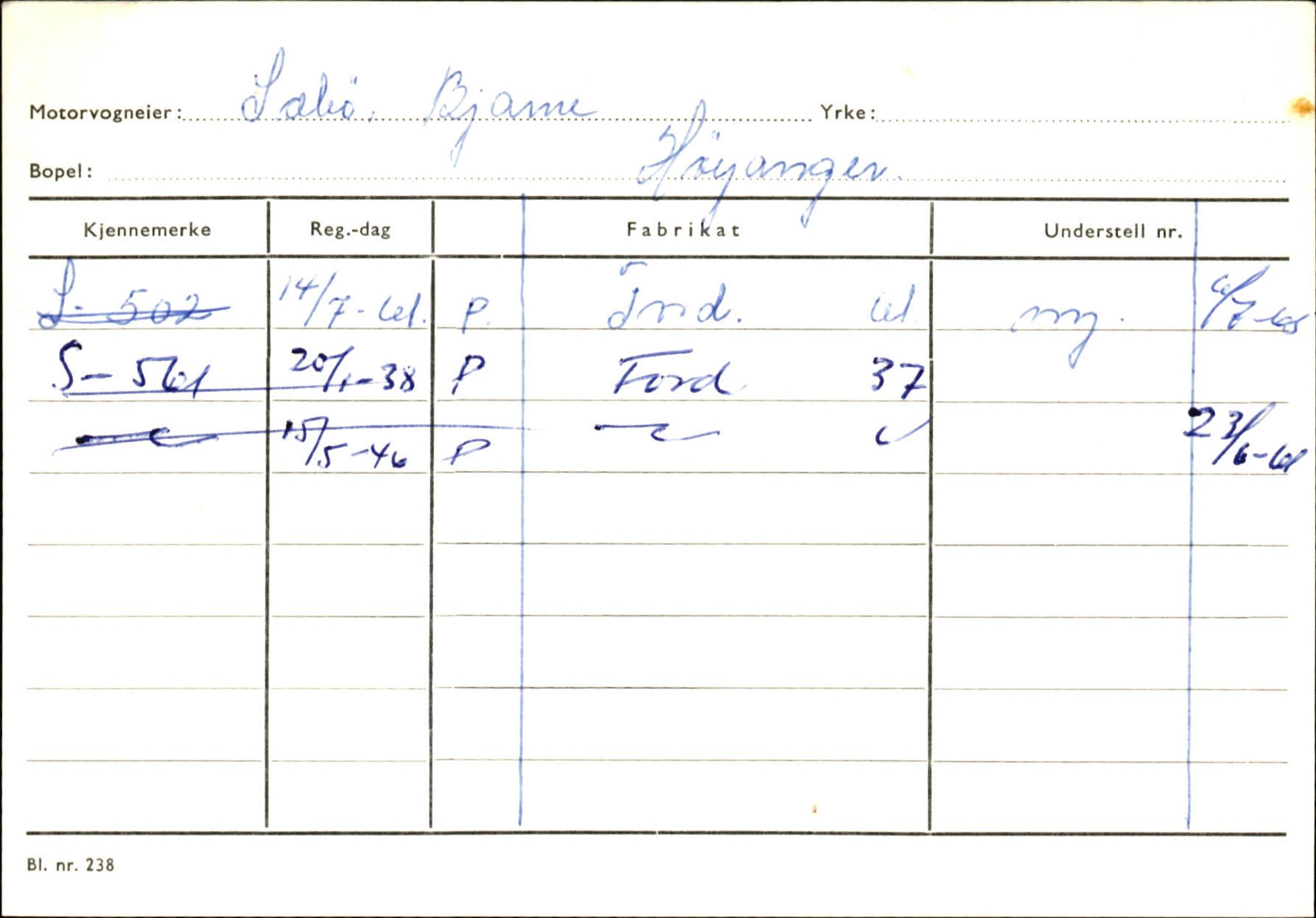 Statens vegvesen, Sogn og Fjordane vegkontor, SAB/A-5301/4/F/L0131: Eigarregister Høyanger P-Å. Stryn S-Å, 1945-1975, s. 498