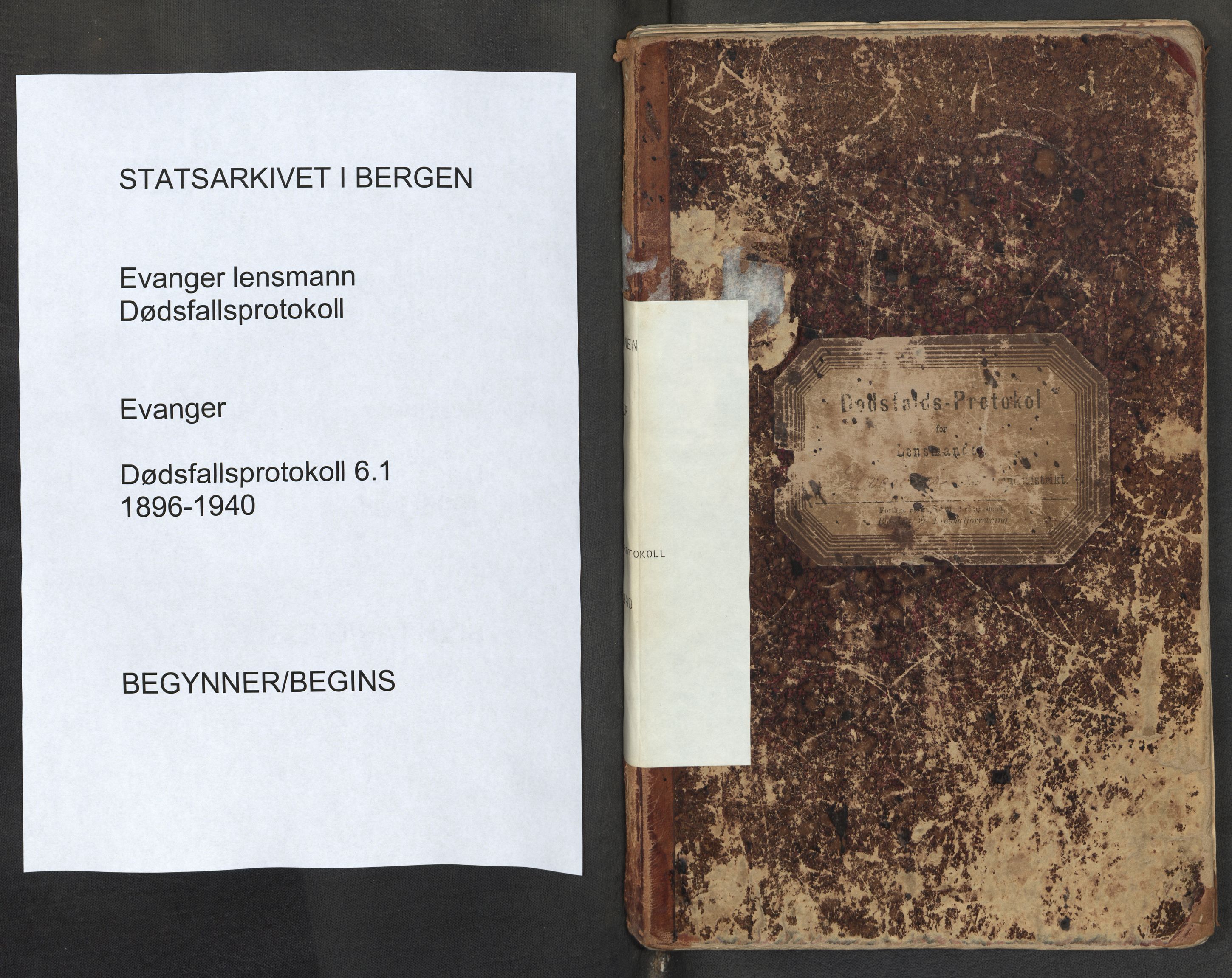 Lensmannen i Evanger, SAB/A-31701/0006/L0001: Dødsfallprotokoll, 1896-1940
