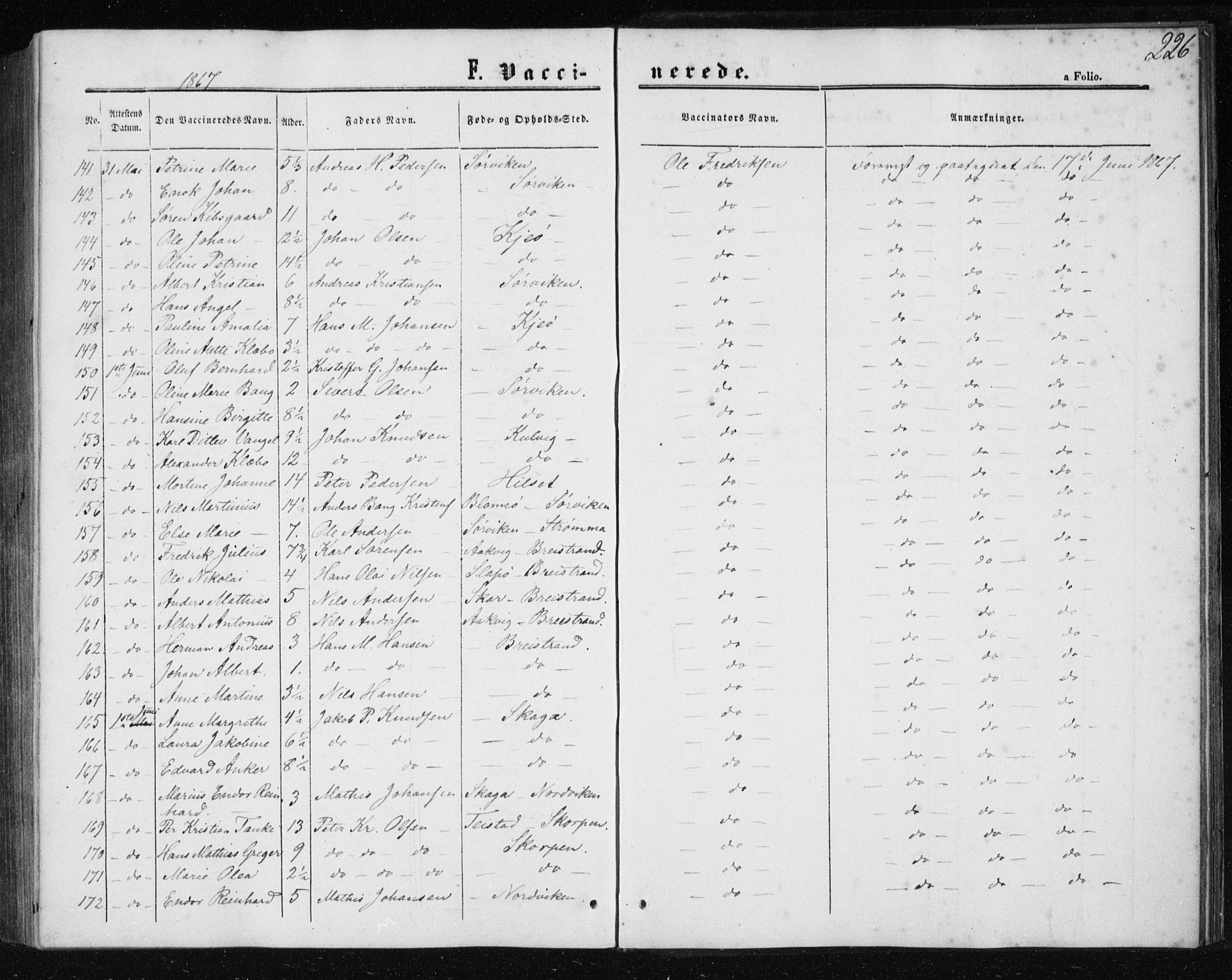 Ministerialprotokoller, klokkerbøker og fødselsregistre - Nordland, AV/SAT-A-1459/834/L0505: Ministerialbok nr. 834A03, 1862-1871, s. 226