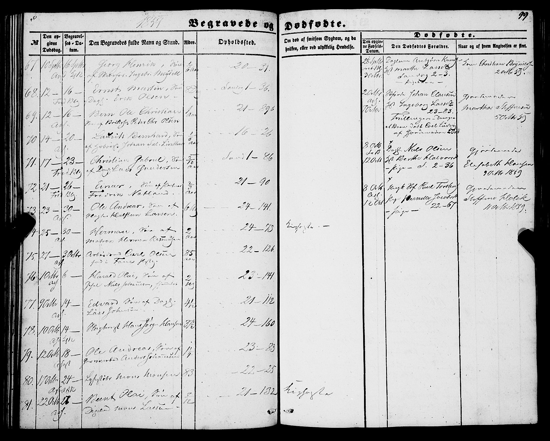 Korskirken sokneprestembete, SAB/A-76101/H/Haa: Ministerialbok nr. E 2, 1848-1862, s. 99