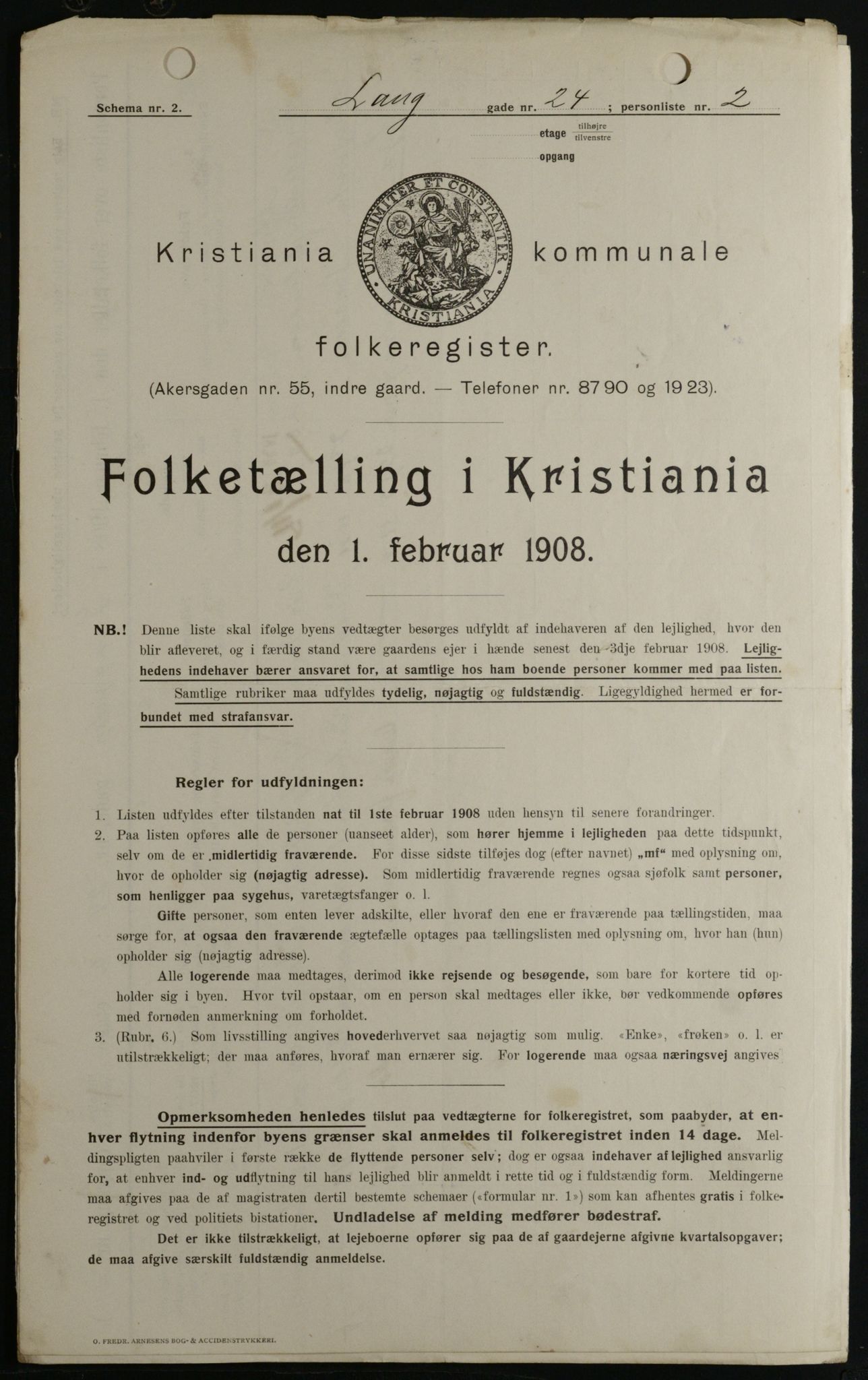 OBA, Kommunal folketelling 1.2.1908 for Kristiania kjøpstad, 1908, s. 50863