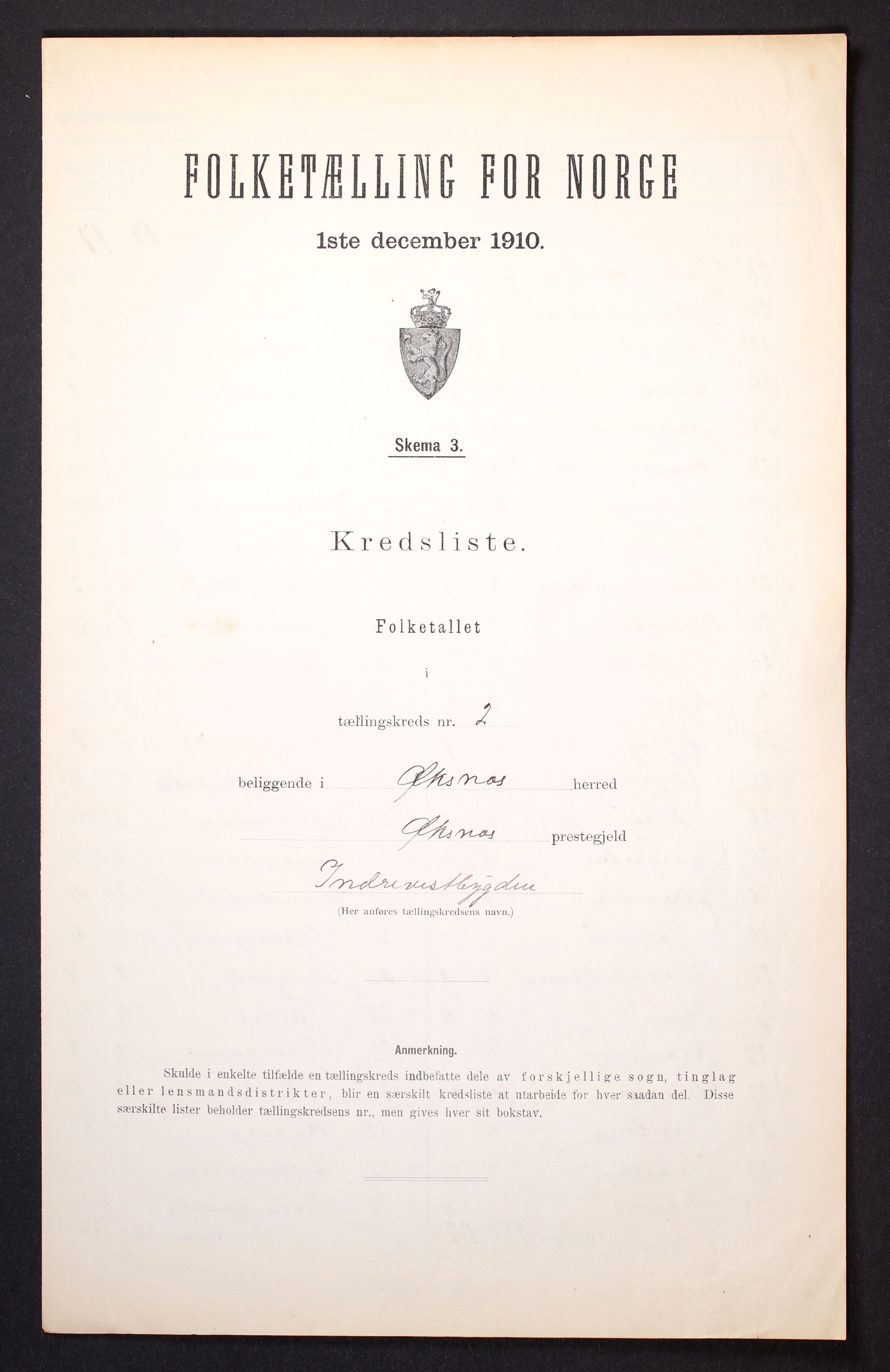 RA, Folketelling 1910 for 1868 Øksnes herred, 1910, s. 9