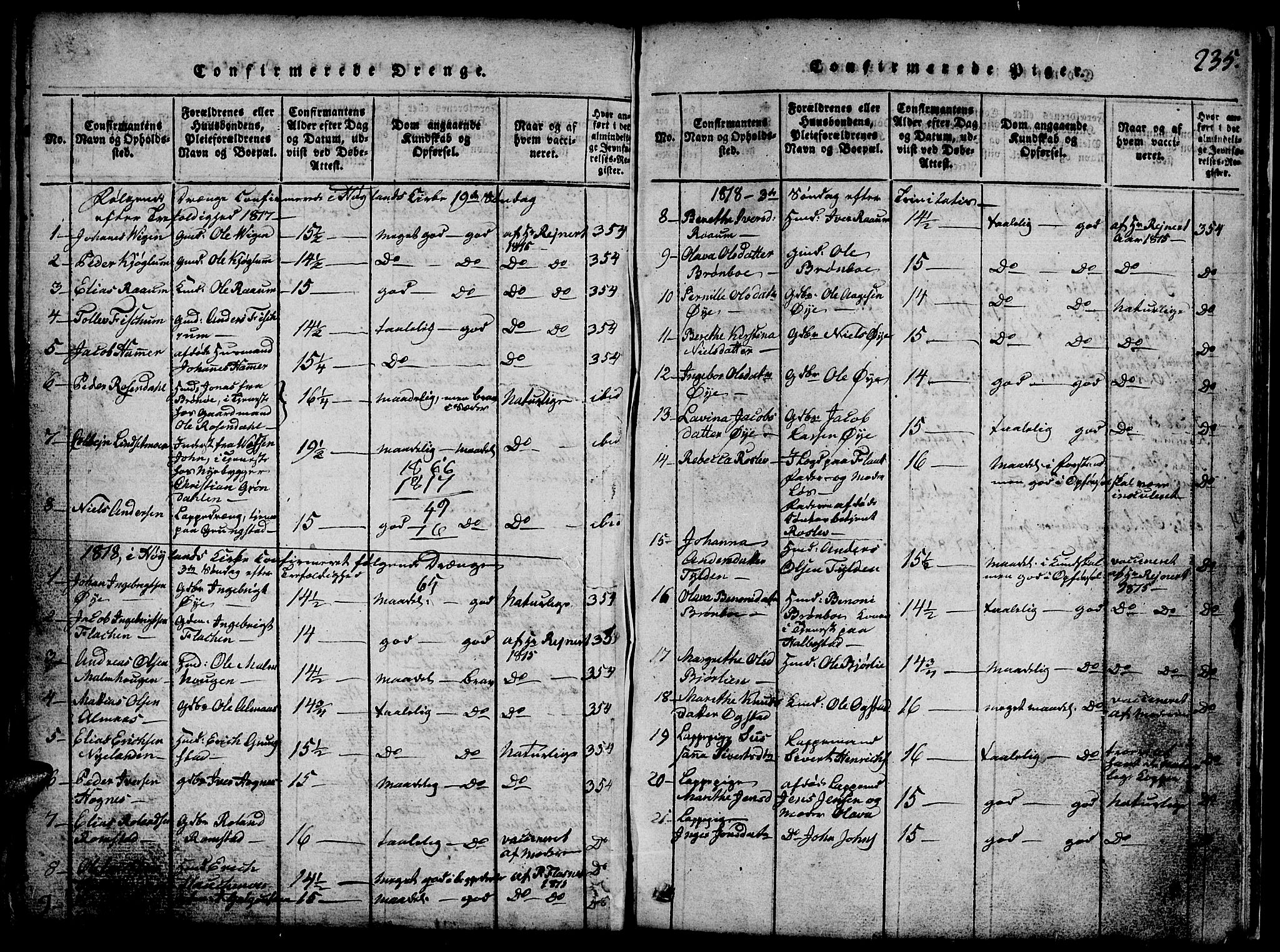 Ministerialprotokoller, klokkerbøker og fødselsregistre - Nord-Trøndelag, SAT/A-1458/765/L0562: Klokkerbok nr. 765C01, 1817-1851, s. 235