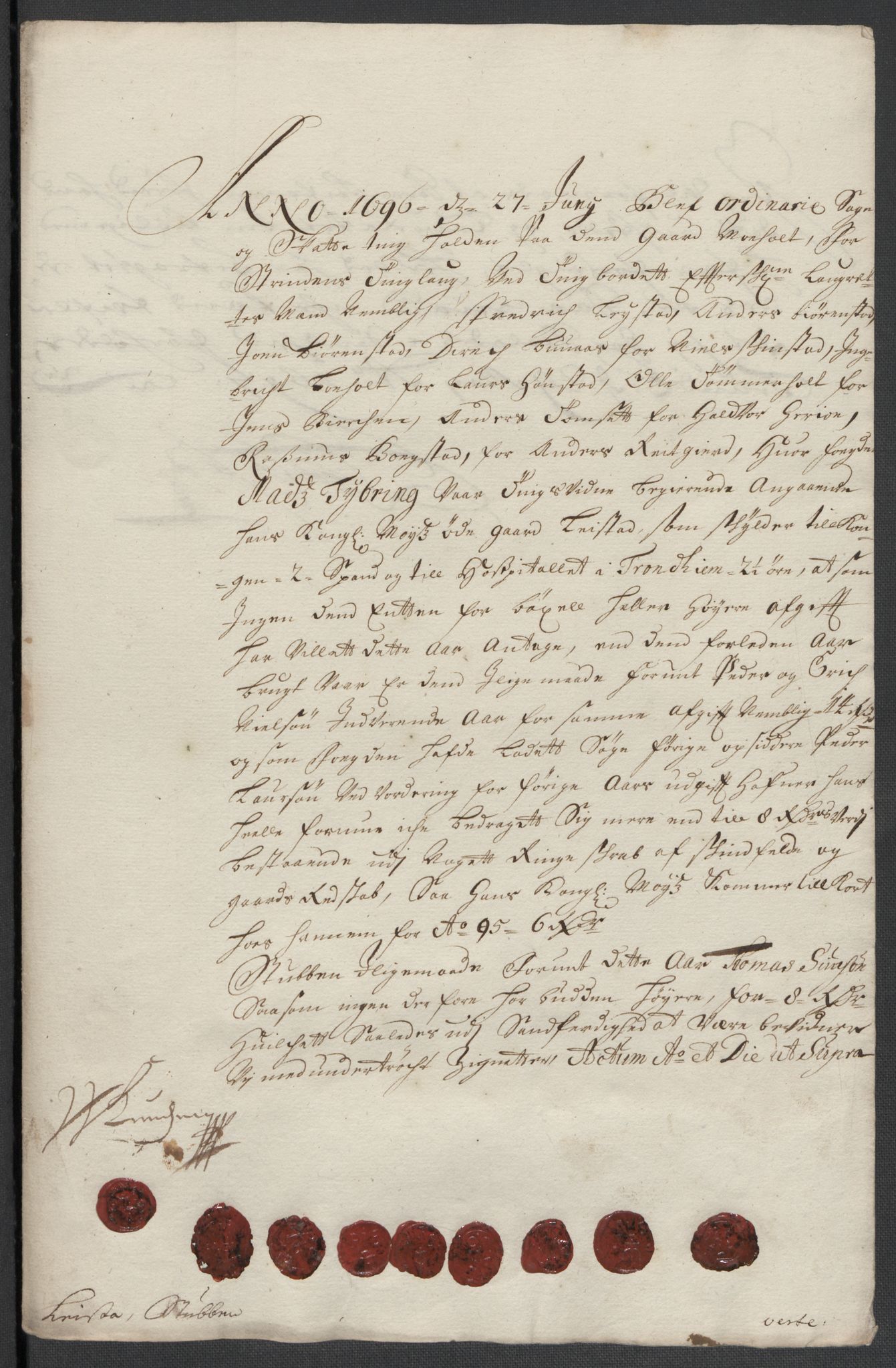 Rentekammeret inntil 1814, Reviderte regnskaper, Fogderegnskap, AV/RA-EA-4092/R61/L4106: Fogderegnskap Strinda og Selbu, 1696-1697, s. 107
