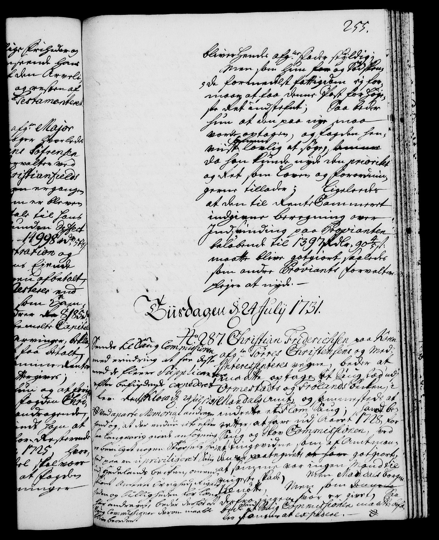Rentekammeret, Kammerkanselliet, RA/EA-3111/G/Gh/Gha/L0013: Norsk ekstraktmemorialprotokoll (merket RK 53.58), 1731, s. 255