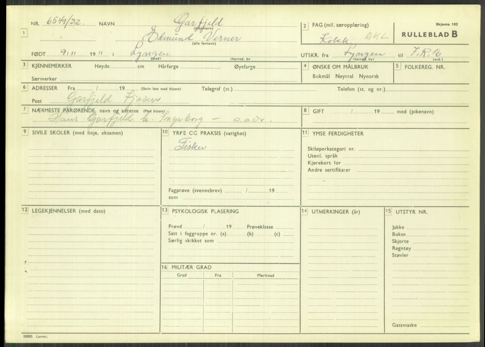 Forsvaret, Troms infanteriregiment nr. 16, AV/RA-RAFA-3146/P/Pa/L0016: Rulleblad for regimentets menige mannskaper, årsklasse 1932, 1932, s. 359