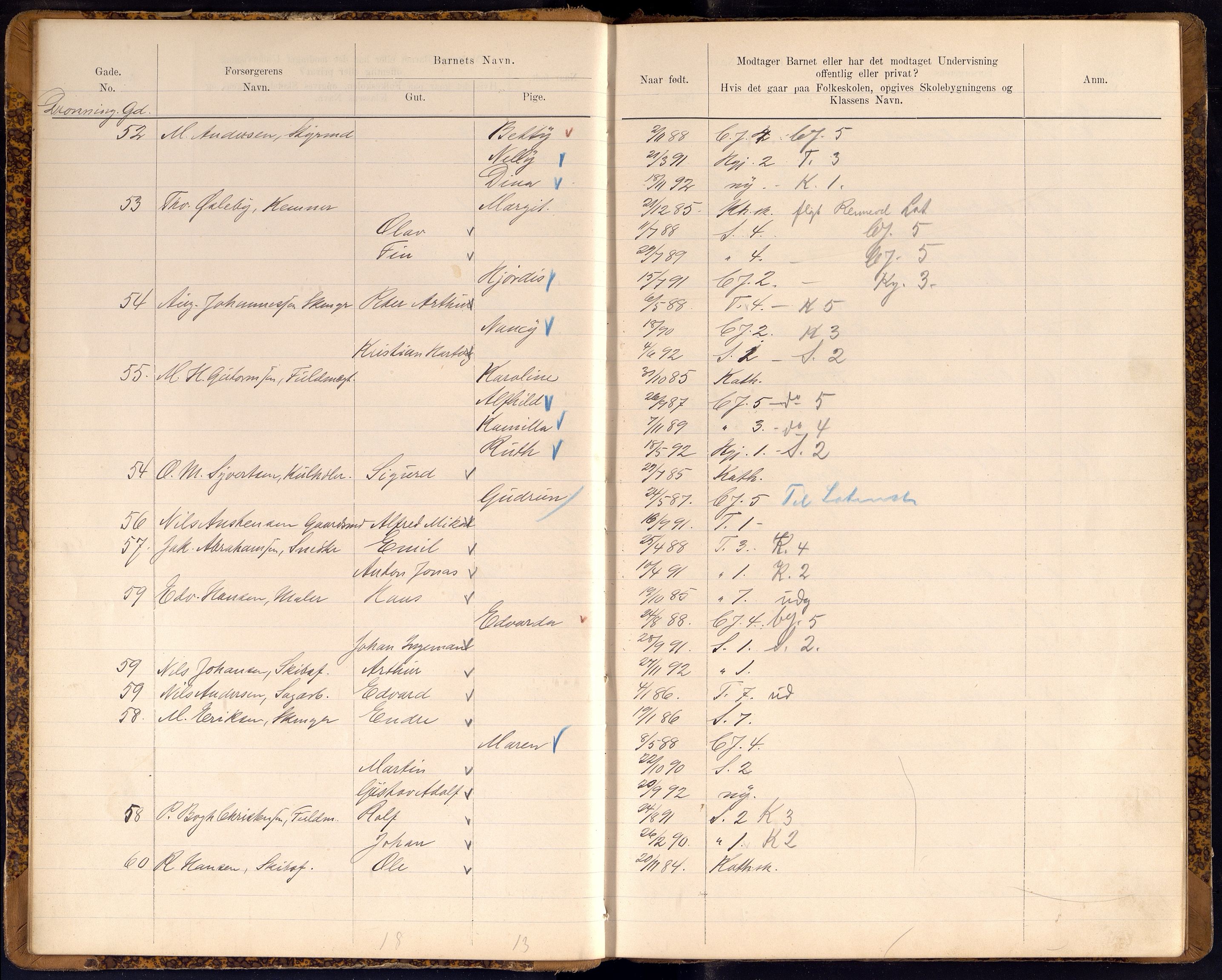 Kristiansand By - Skolekommisjonen/ -Styret, ARKSOR/1001KG510/J/Jb/L0009: Barnetelling, 1899