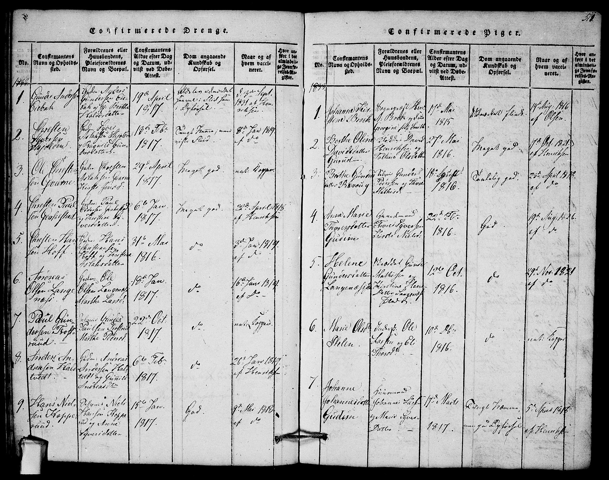 Askim prestekontor Kirkebøker, SAO/A-10900/G/Ga/L0001: Klokkerbok nr. 1, 1817-1846, s. 510-511