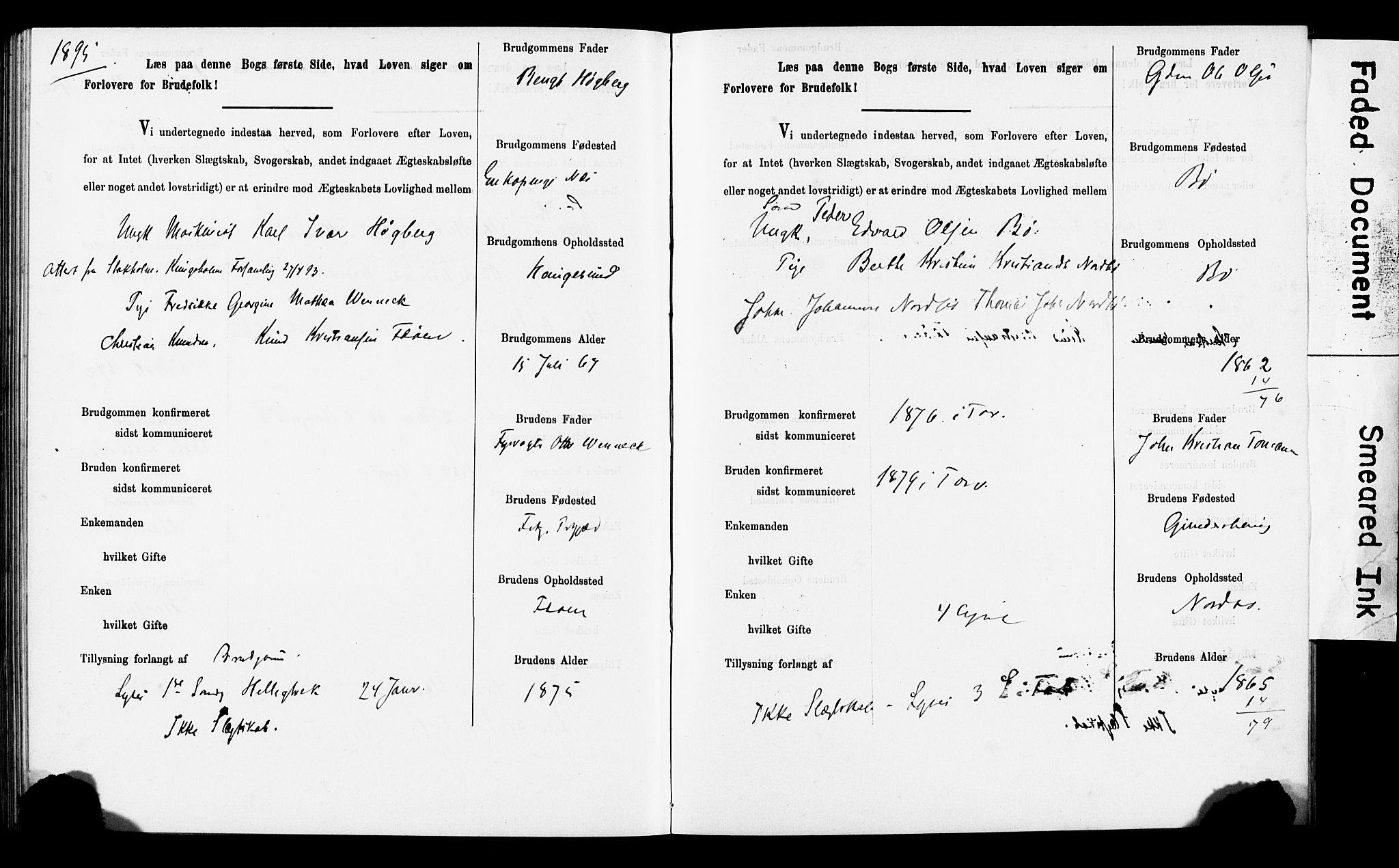 Torvastad sokneprestkontor, AV/SAST-A -101857/I/Ie/L0002: Lysningsprotokoll nr. X 2, 1883-1899