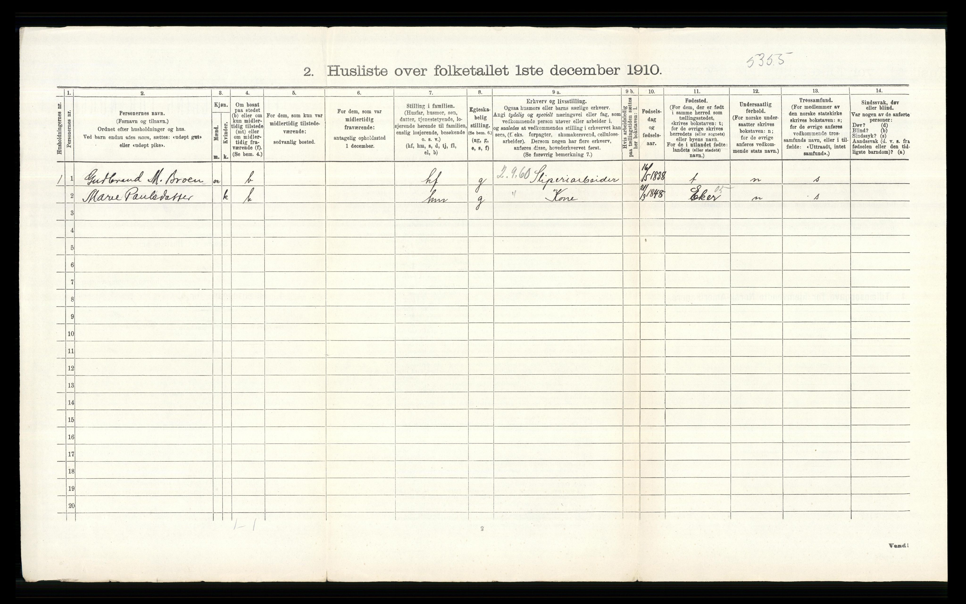 RA, Folketelling 1910 for 0623 Modum herred, 1910, s. 1885