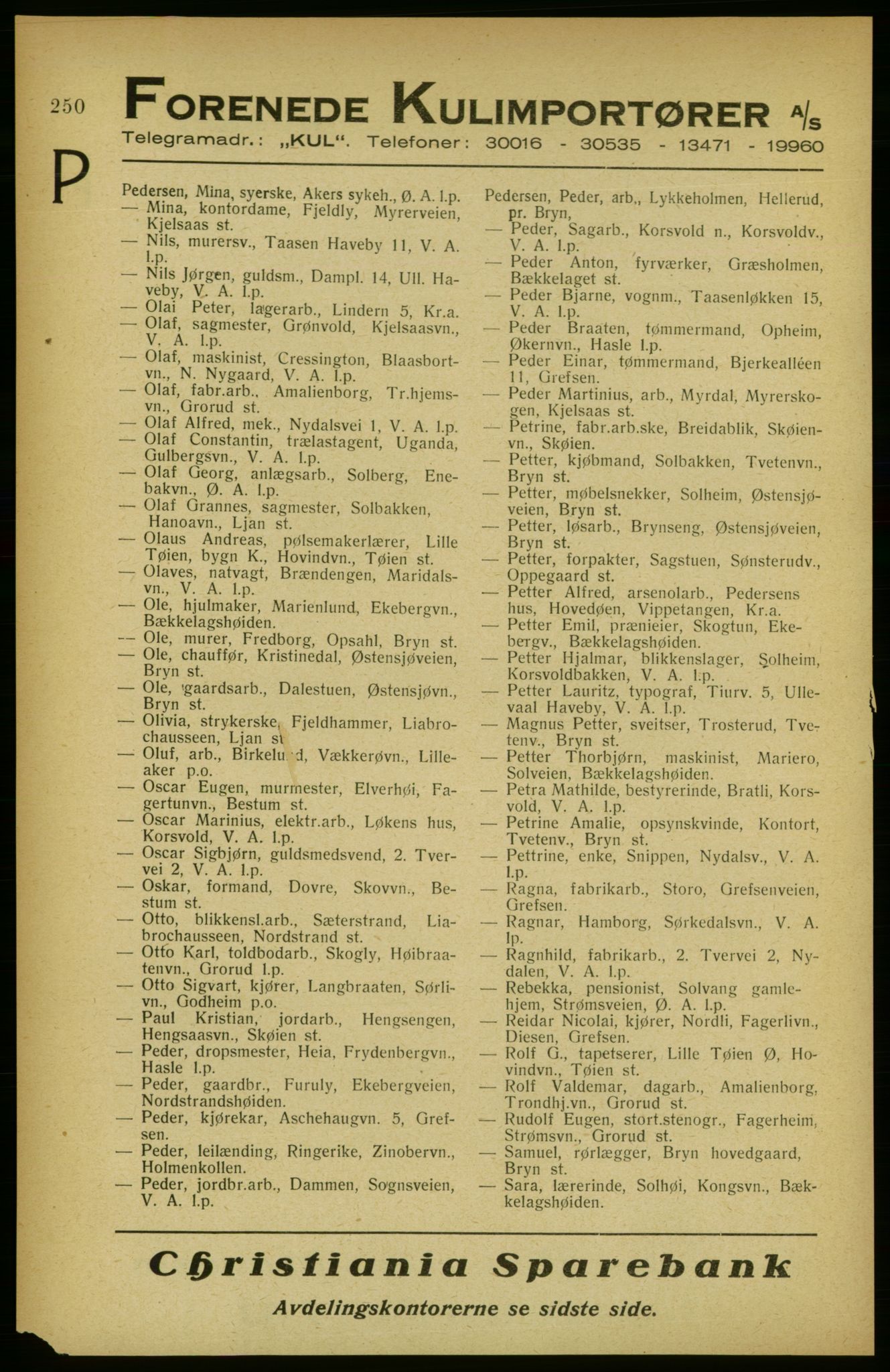 Aker adressebok/adressekalender, PUBL/001/A/002: Akers adressekalender, 1922, s. 250