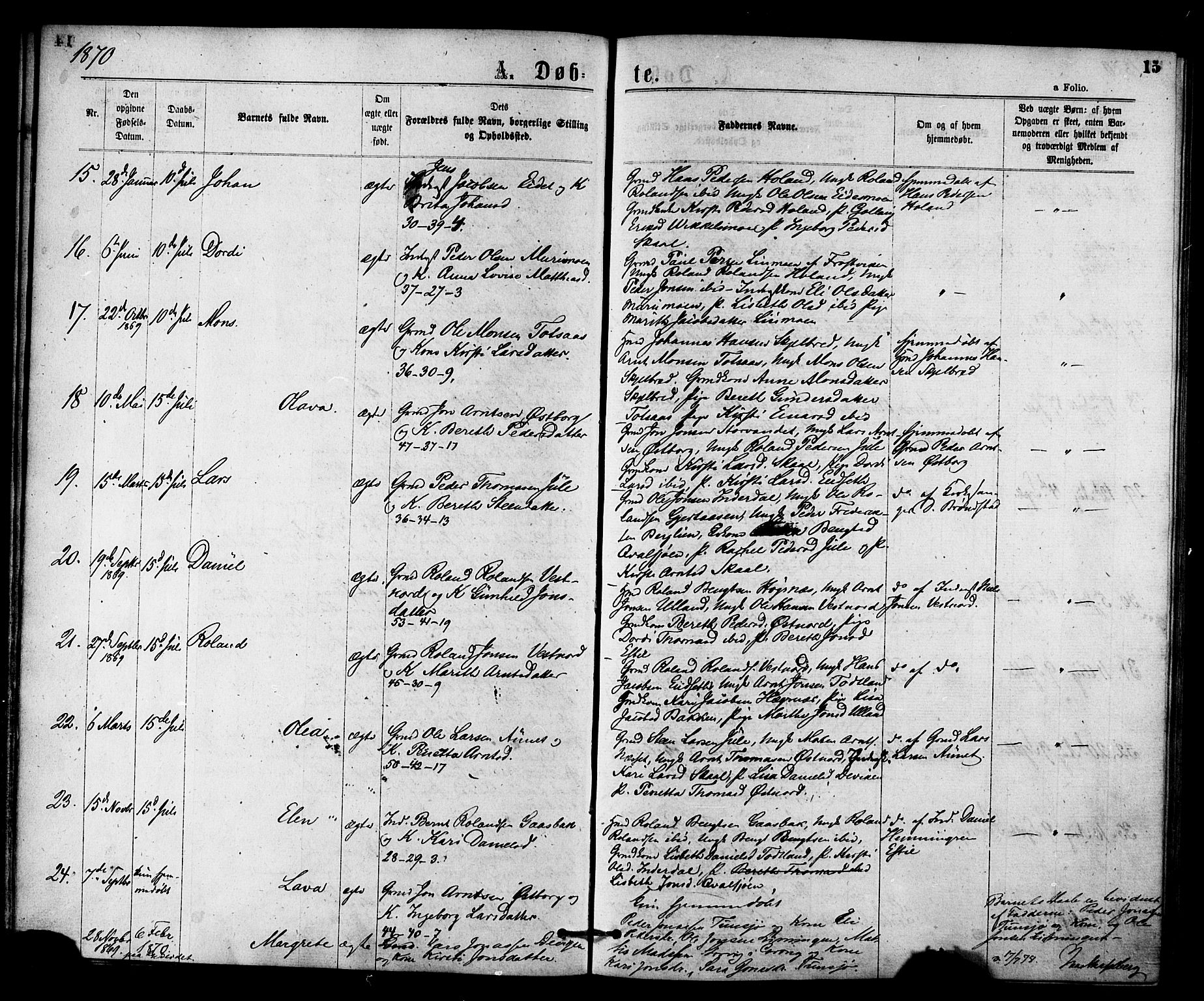 Ministerialprotokoller, klokkerbøker og fødselsregistre - Nord-Trøndelag, SAT/A-1458/755/L0493: Ministerialbok nr. 755A02, 1865-1881, s. 15