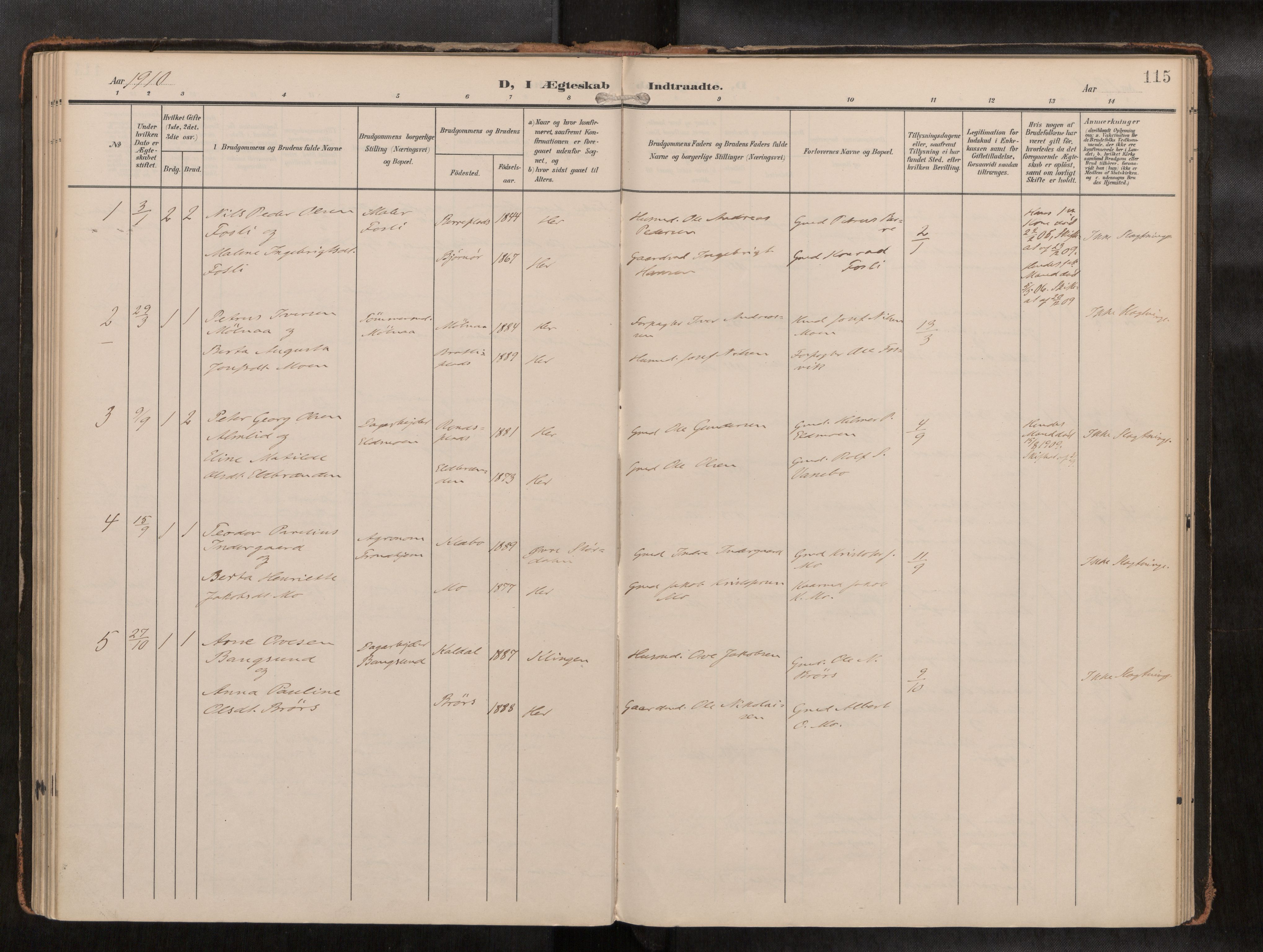 Ministerialprotokoller, klokkerbøker og fødselsregistre - Nord-Trøndelag, SAT/A-1458/742/L0409a: Ministerialbok nr. 742A03, 1906-1924, s. 115