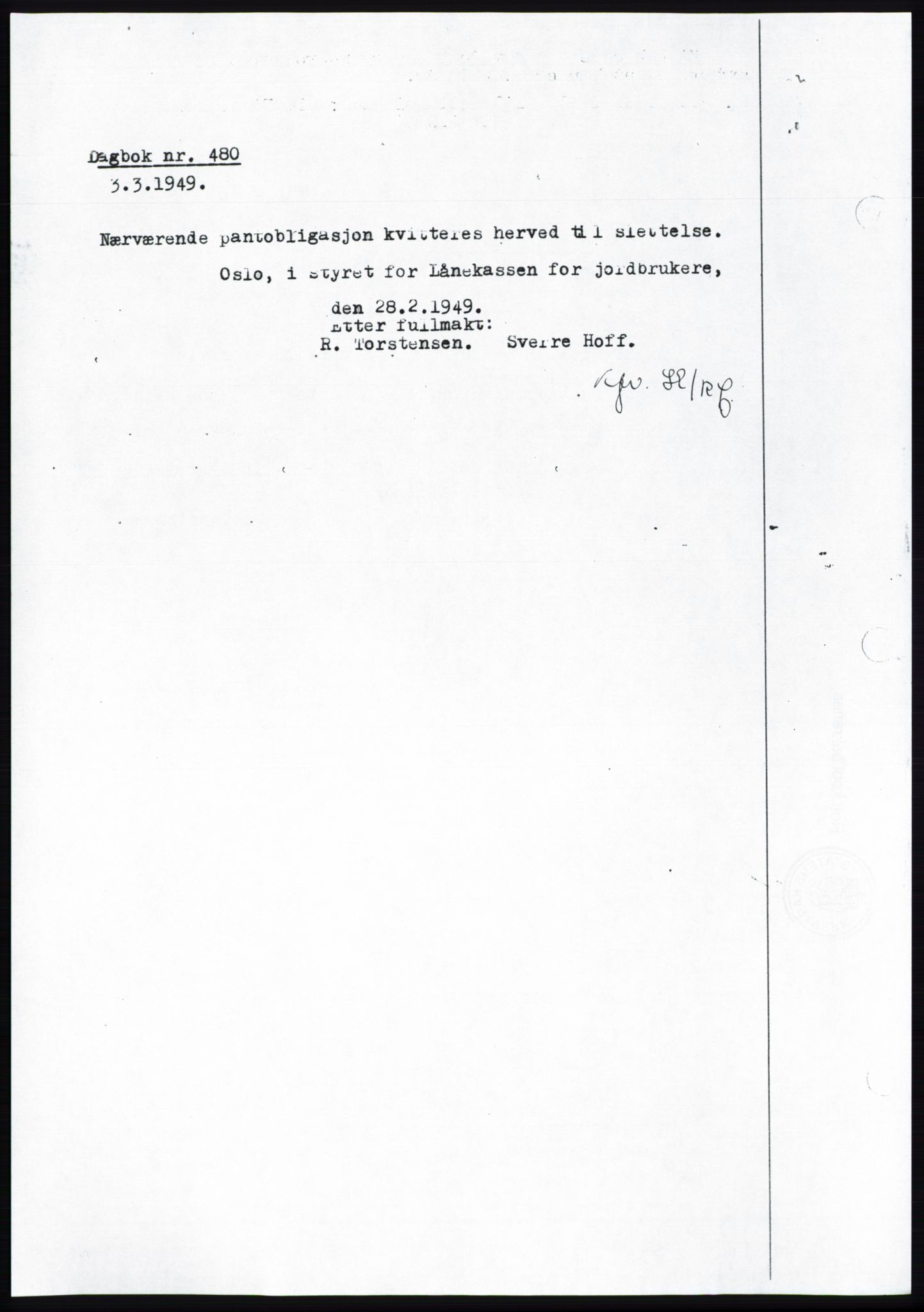 Namdal sorenskriveri, SAT/A-4133/1/2/2C: Pantebok nr. -, 1944-1945, Dagboknr: 480/1945