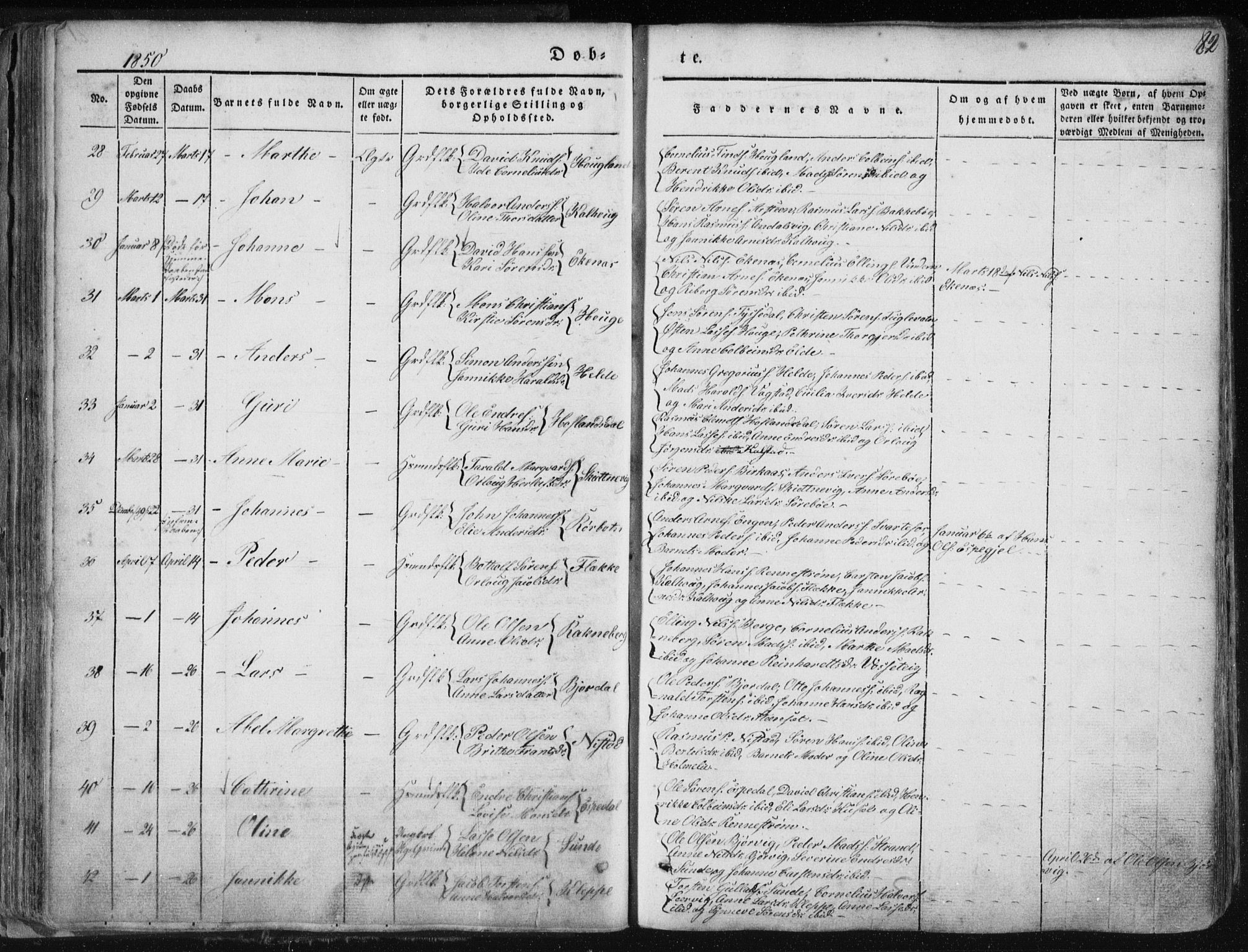 Fjaler sokneprestembete, AV/SAB-A-79801/H/Haa/Haaa/L0006: Ministerialbok nr. A 6, 1835-1884, s. 82