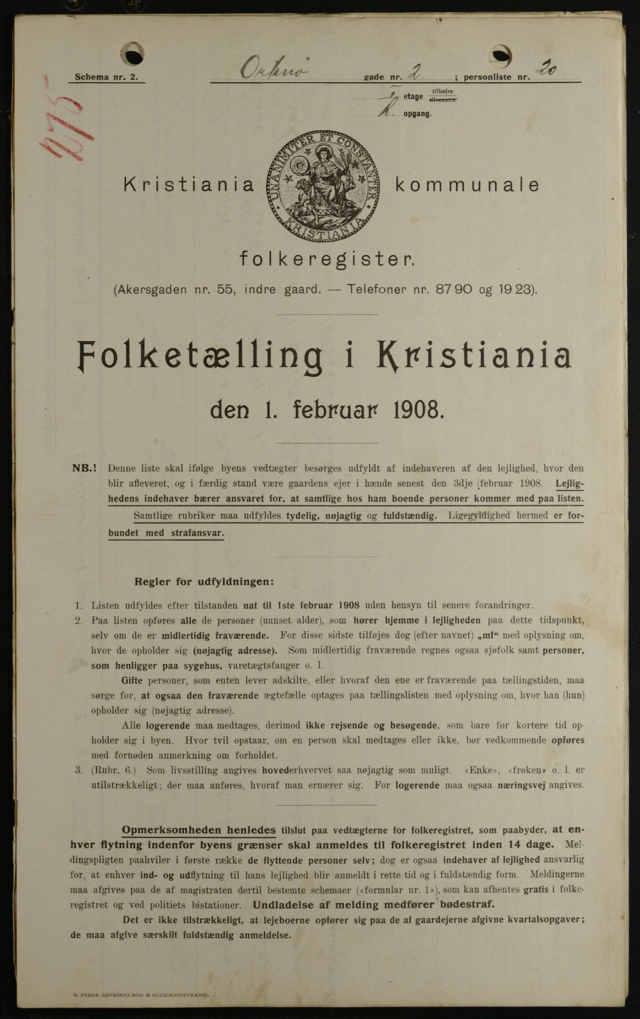 OBA, Kommunal folketelling 1.2.1908 for Kristiania kjøpstad, 1908, s. 68039