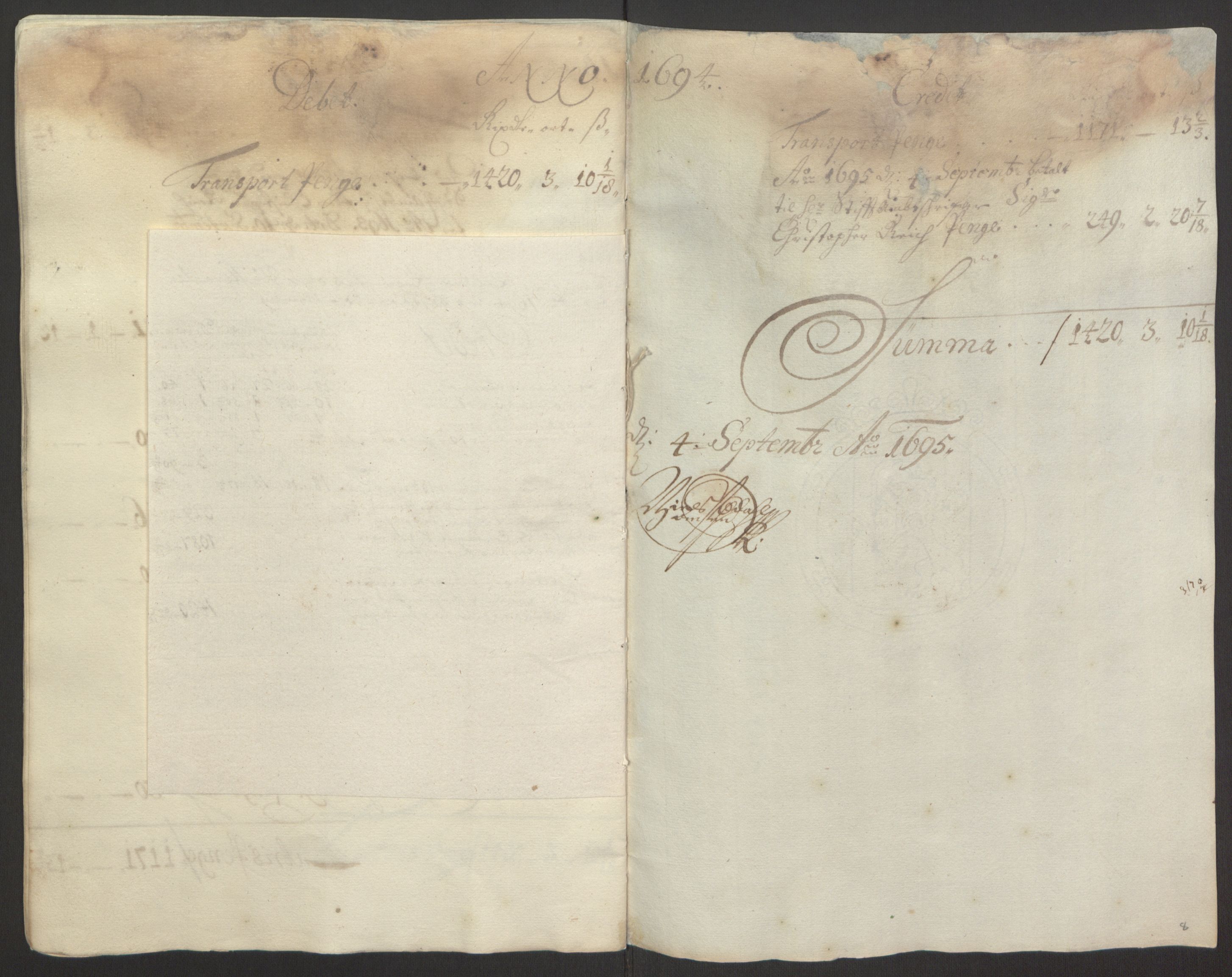 Rentekammeret inntil 1814, Reviderte regnskaper, Fogderegnskap, RA/EA-4092/R67/L4677: Fogderegnskap Vesterålen, Andenes og Lofoten, 1694-1695, s. 14