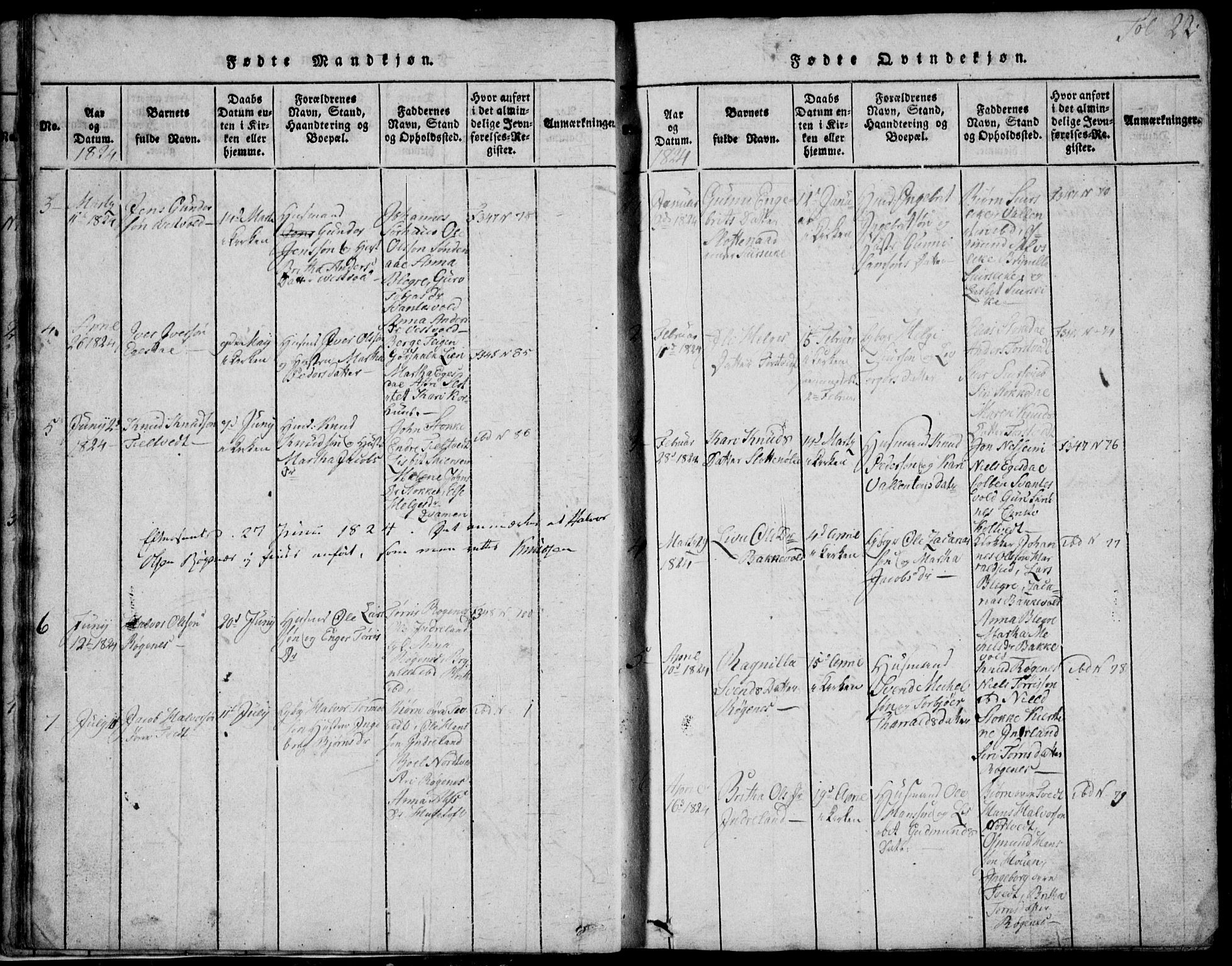 Skjold sokneprestkontor, AV/SAST-A-101847/H/Ha/Hab/L0002: Klokkerbok nr. B 2 /2, 1815-1830, s. 22