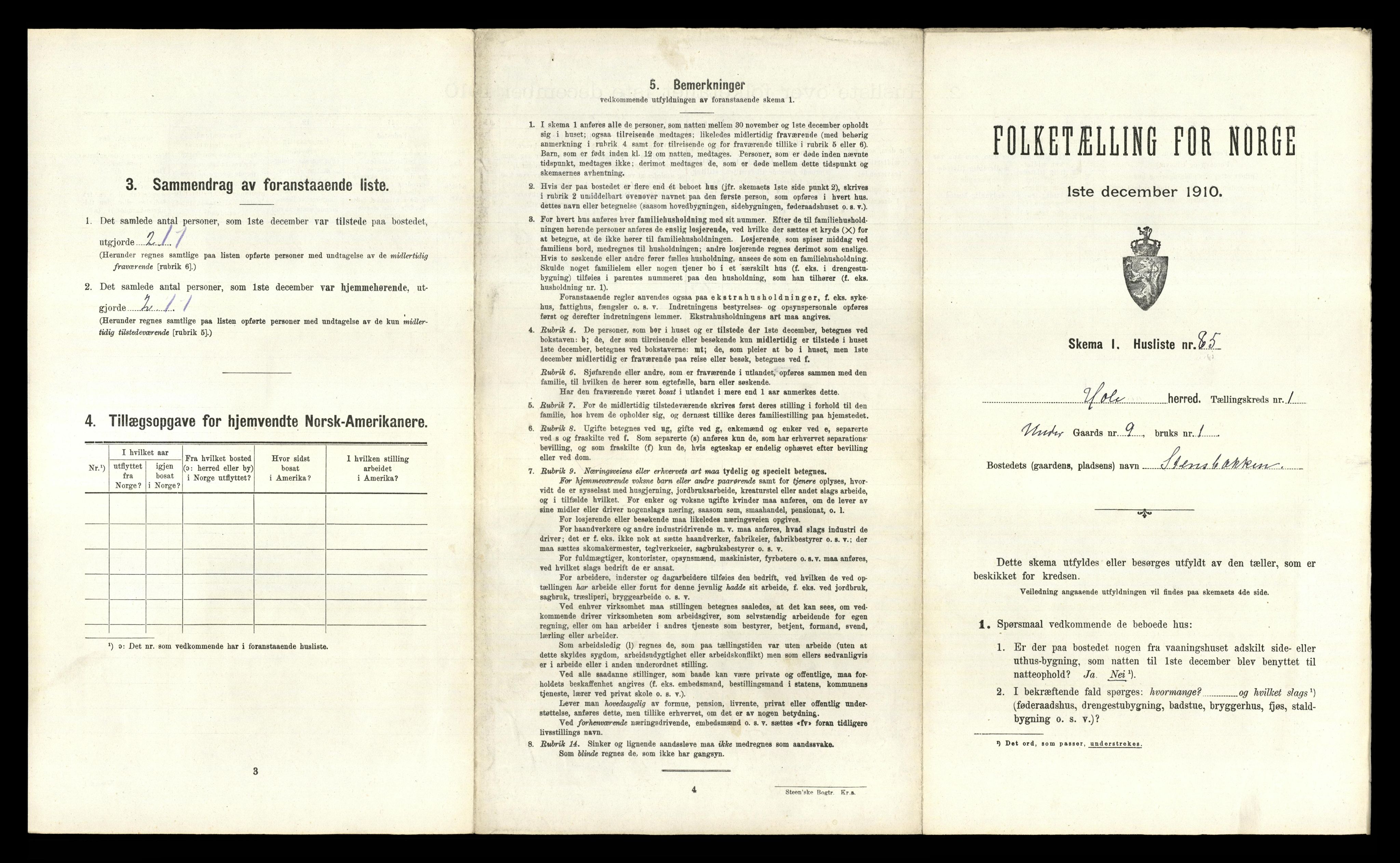 RA, Folketelling 1910 for 0612 Hole herred, 1910, s. 206