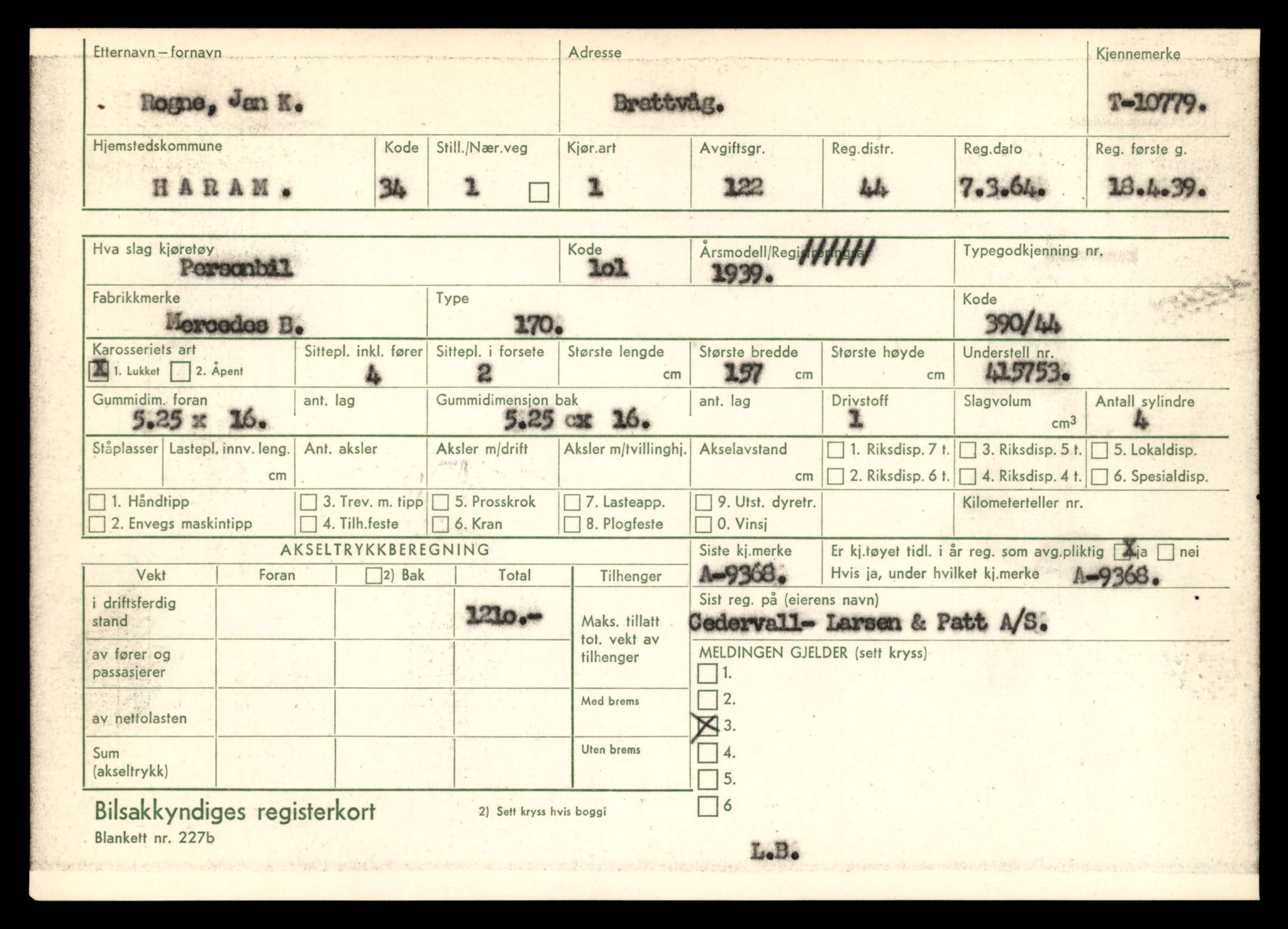 Møre og Romsdal vegkontor - Ålesund trafikkstasjon, AV/SAT-A-4099/F/Fe/L0023: Registreringskort for kjøretøy T 10695 - T 10809, 1927-1998, s. 2375