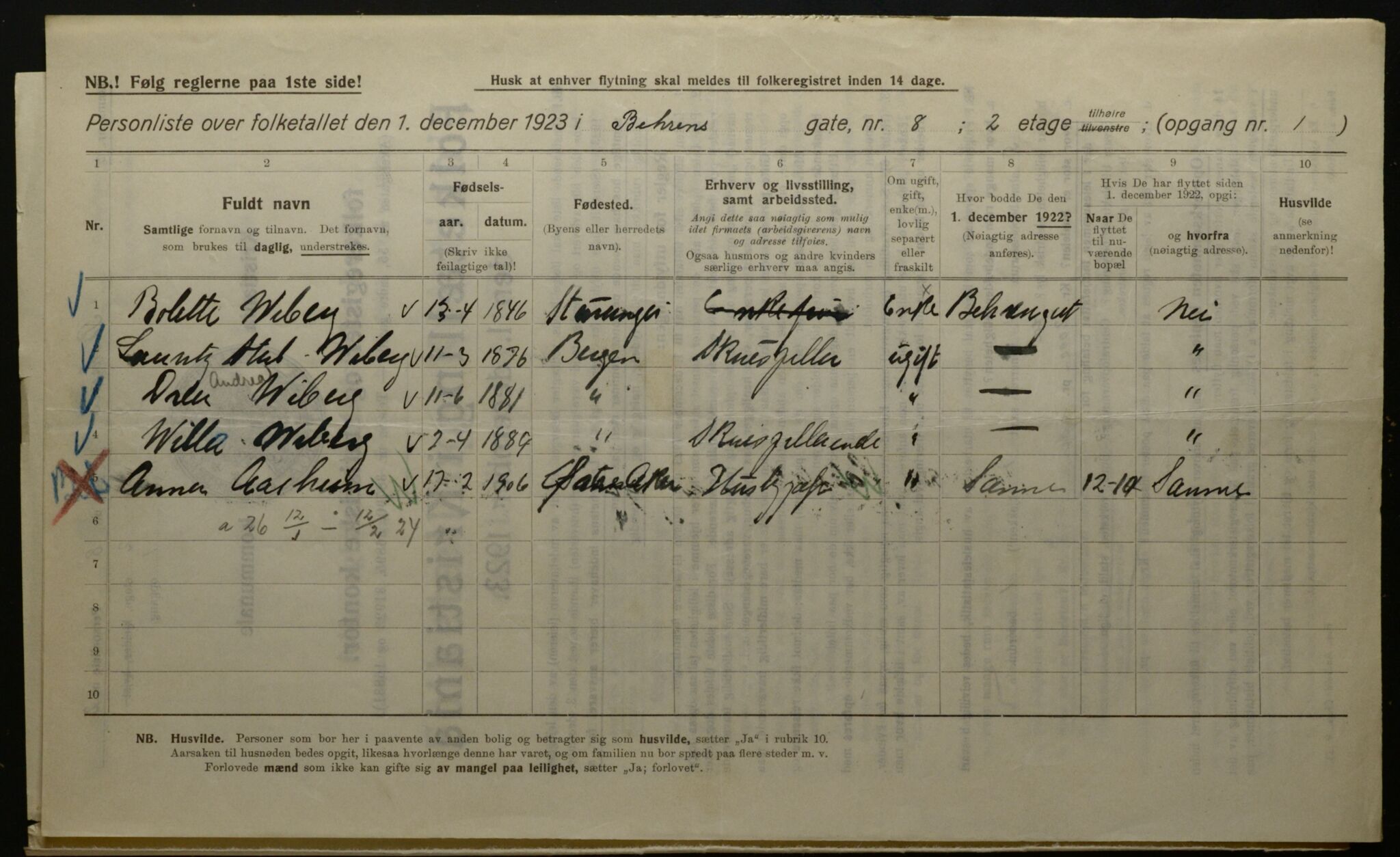 OBA, Kommunal folketelling 1.12.1923 for Kristiania, 1923, s. 4103