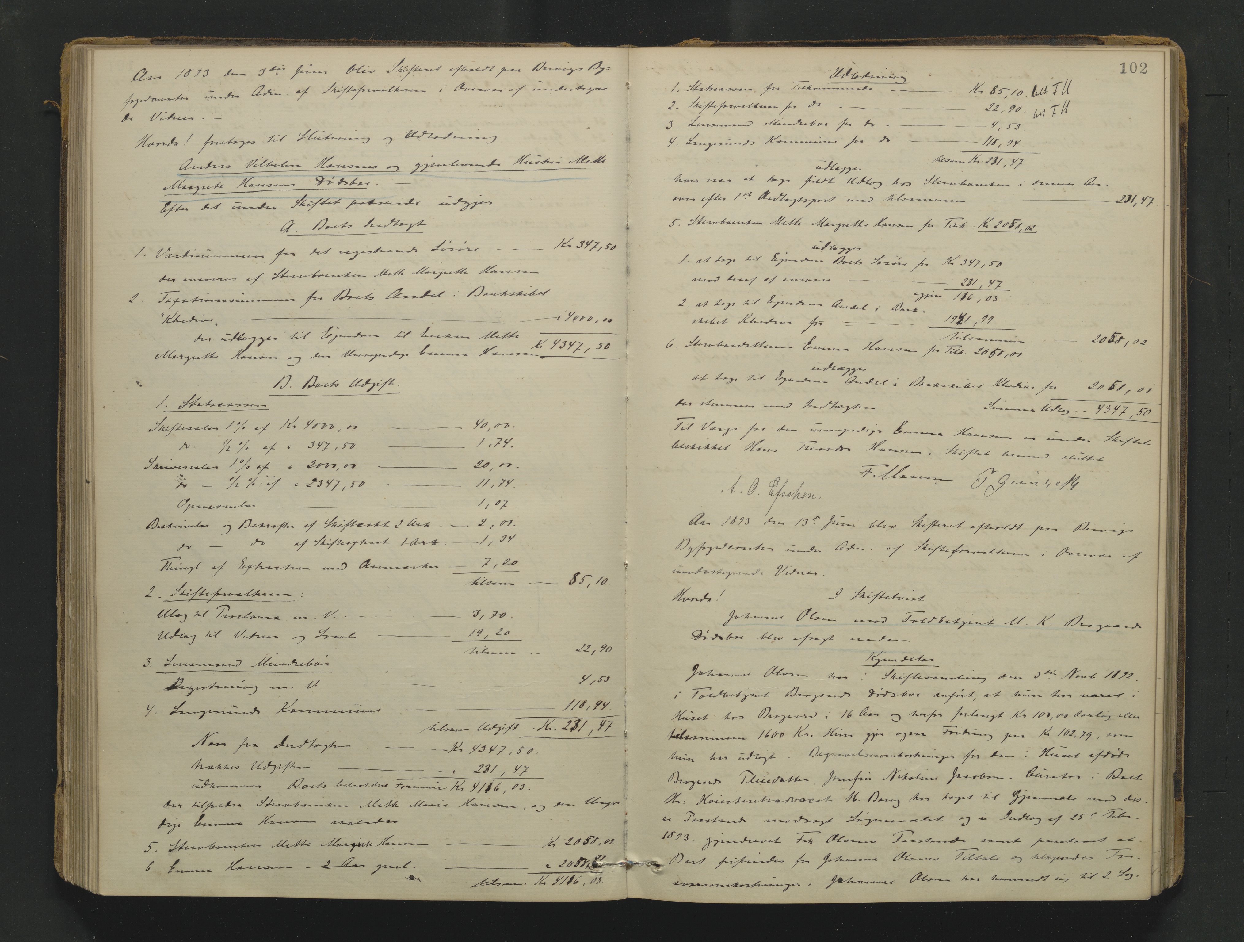 Bamble sorenskriveri, AV/SAKO-A-214/H/Hb/Hba/Hbaa/L0019: Skifteprotokoll, 1885-1900, s. 102