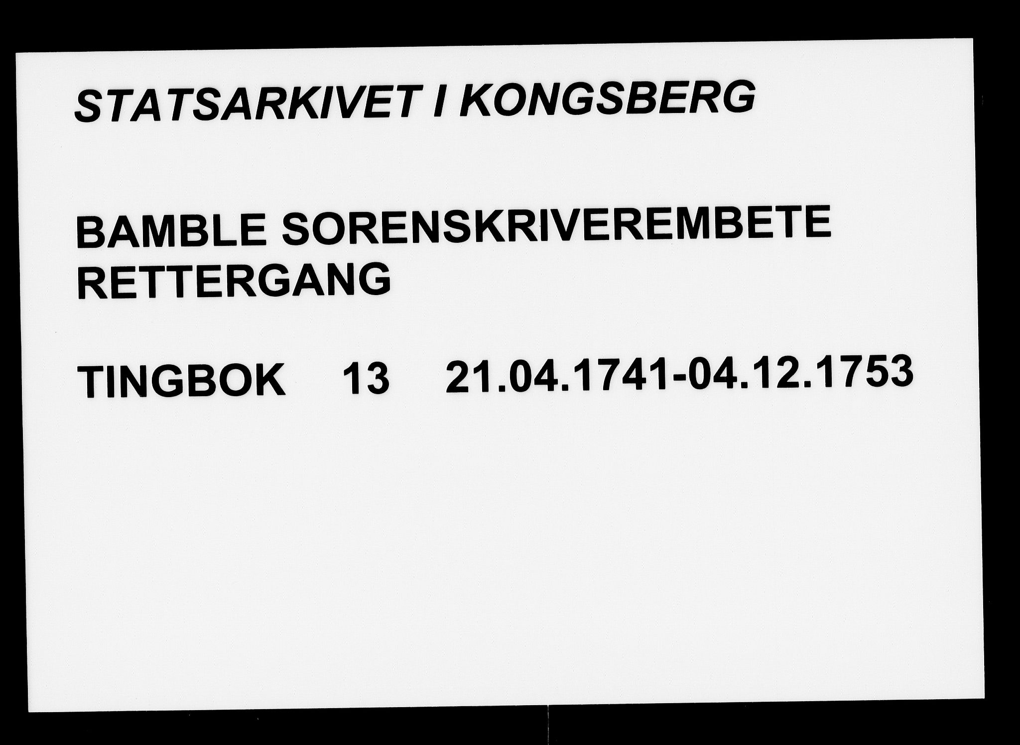 Bamble sorenskriveri, SAKO/A-214/F/Fa/Faa/L0013: Tingbok, 1741-1753