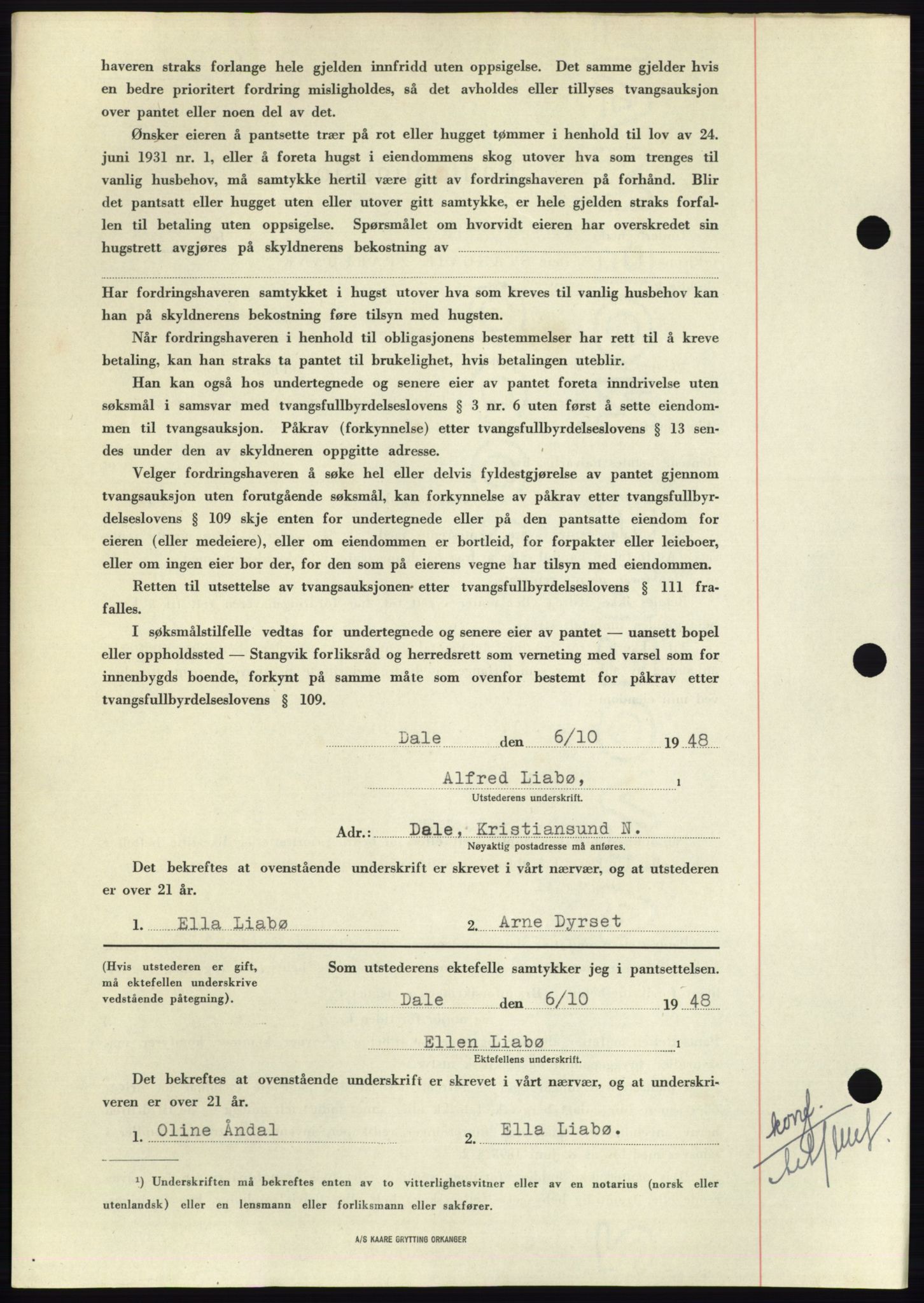 Nordmøre sorenskriveri, AV/SAT-A-4132/1/2/2Ca: Pantebok nr. B99, 1948-1948, Dagboknr: 2963/1948