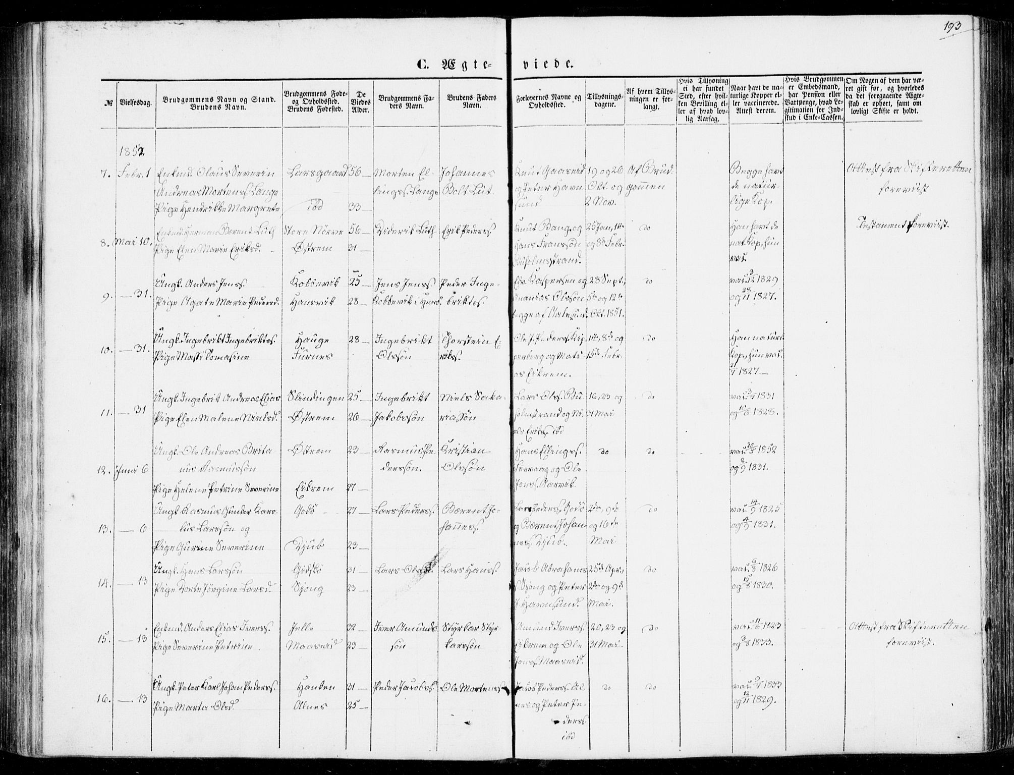 Ministerialprotokoller, klokkerbøker og fødselsregistre - Møre og Romsdal, SAT/A-1454/528/L0397: Ministerialbok nr. 528A08, 1848-1858, s. 193