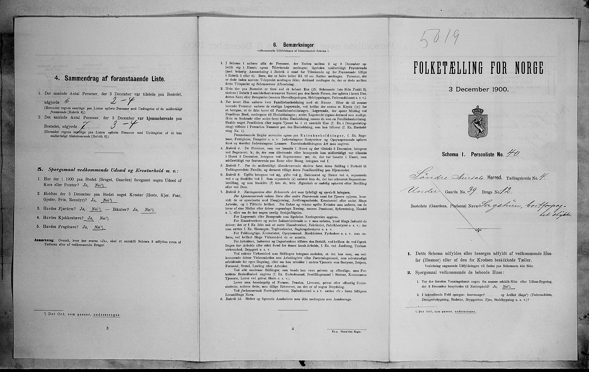SAH, Folketelling 1900 for 0540 Sør-Aurdal herred, 1900, s. 553