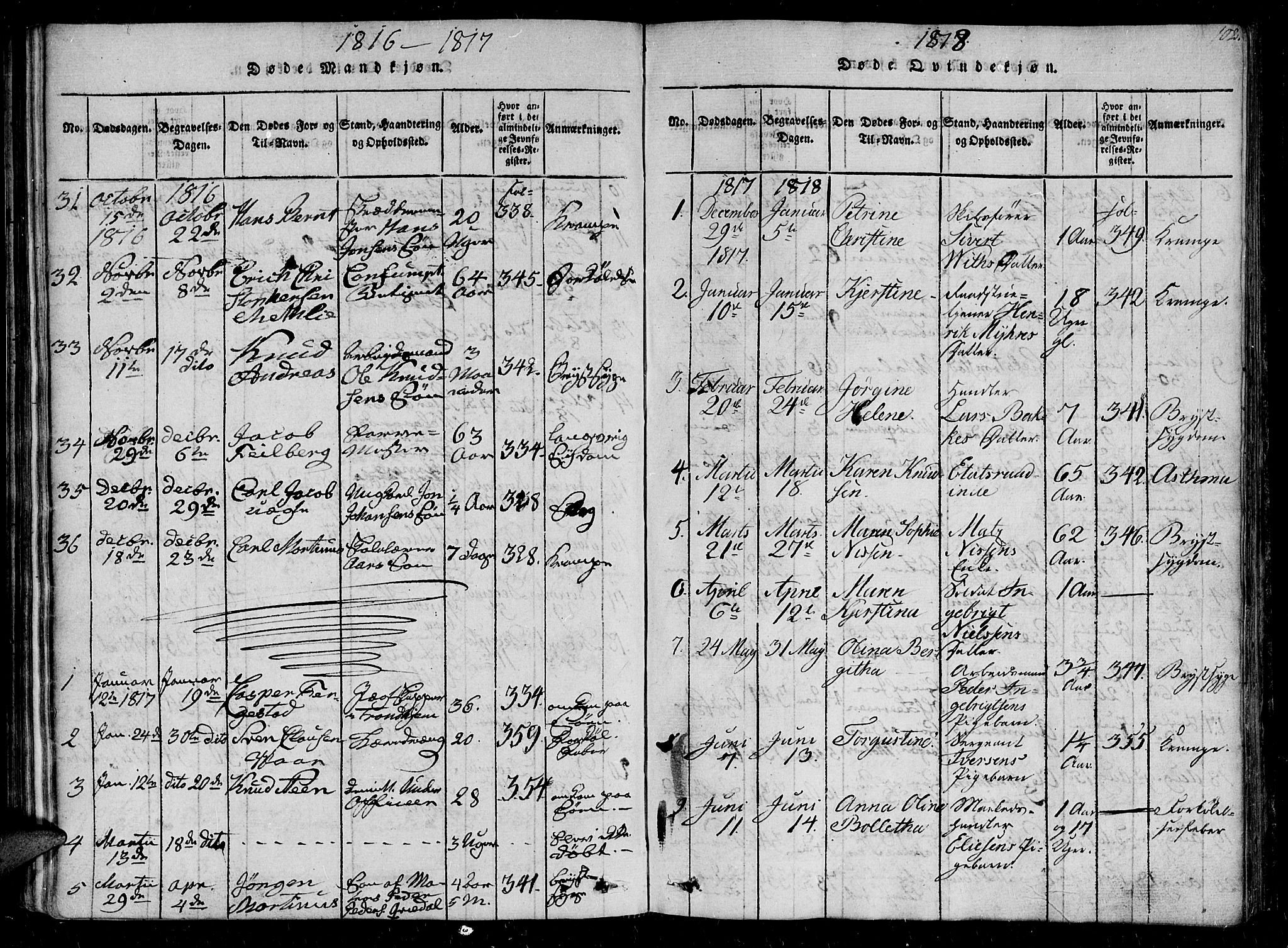 Ministerialprotokoller, klokkerbøker og fødselsregistre - Sør-Trøndelag, AV/SAT-A-1456/602/L0107: Ministerialbok nr. 602A05, 1815-1821, s. 102