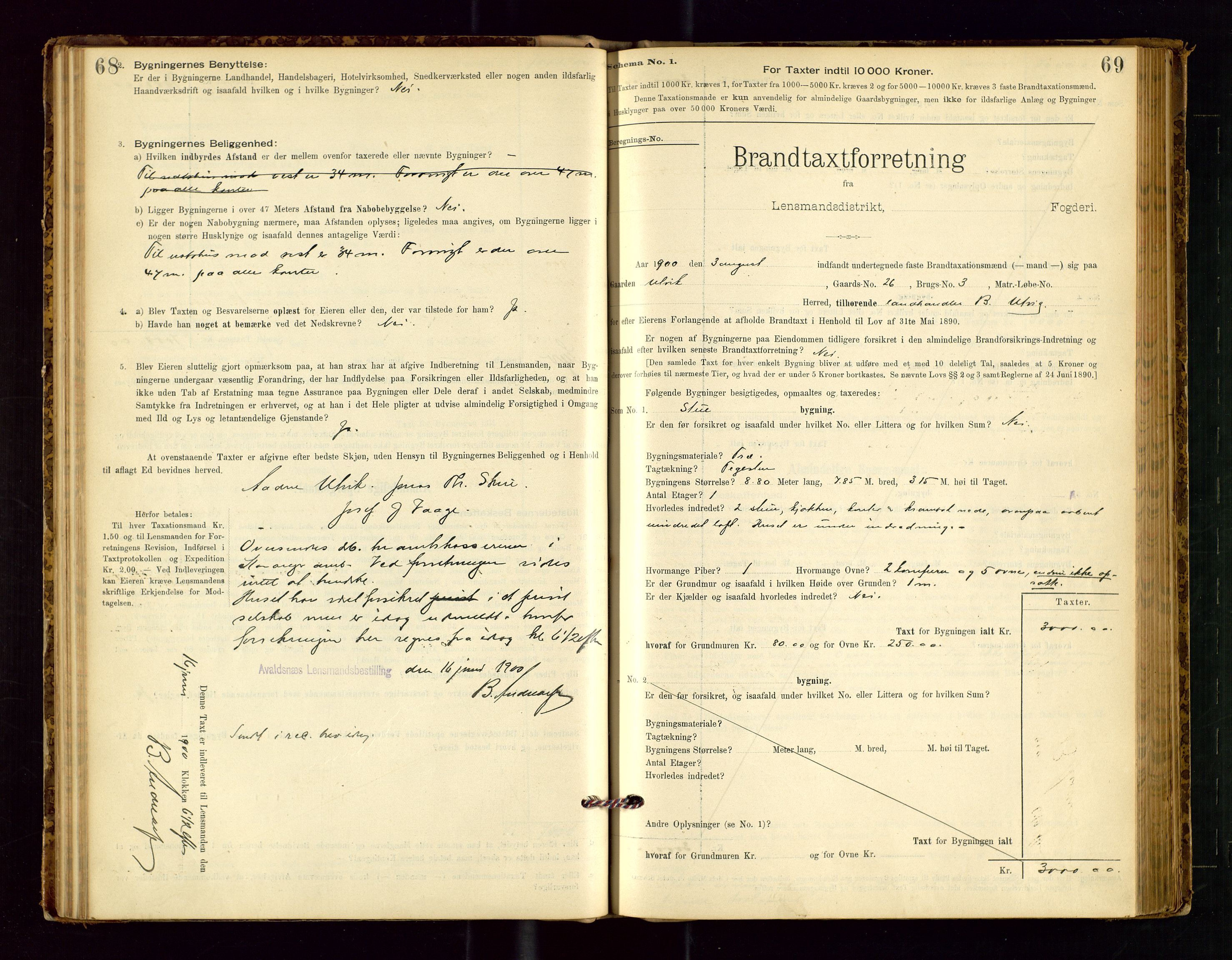 Avaldsnes lensmannskontor, AV/SAST-A-100286/Gob/L0001: "Brandtaxationsprotokol for Avaldsnes Lensmandsdistrikt Ryfylke Fogderi", 1894-1925, s. 68-69