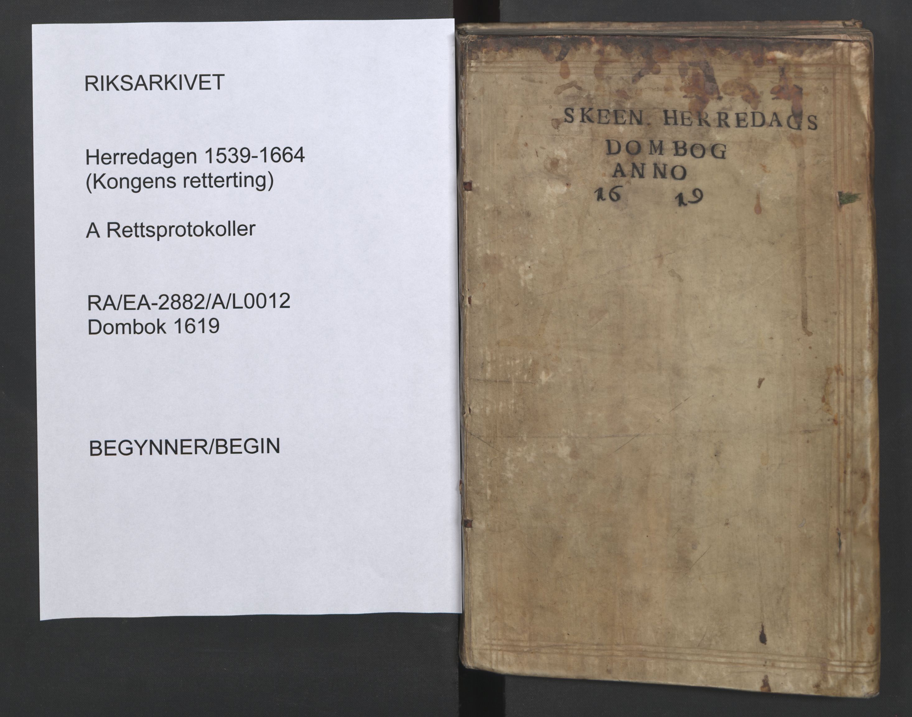 Herredagen 1539-1664  (Kongens Retterting), RA/EA-2882/A/L0012: Dombok, 1619