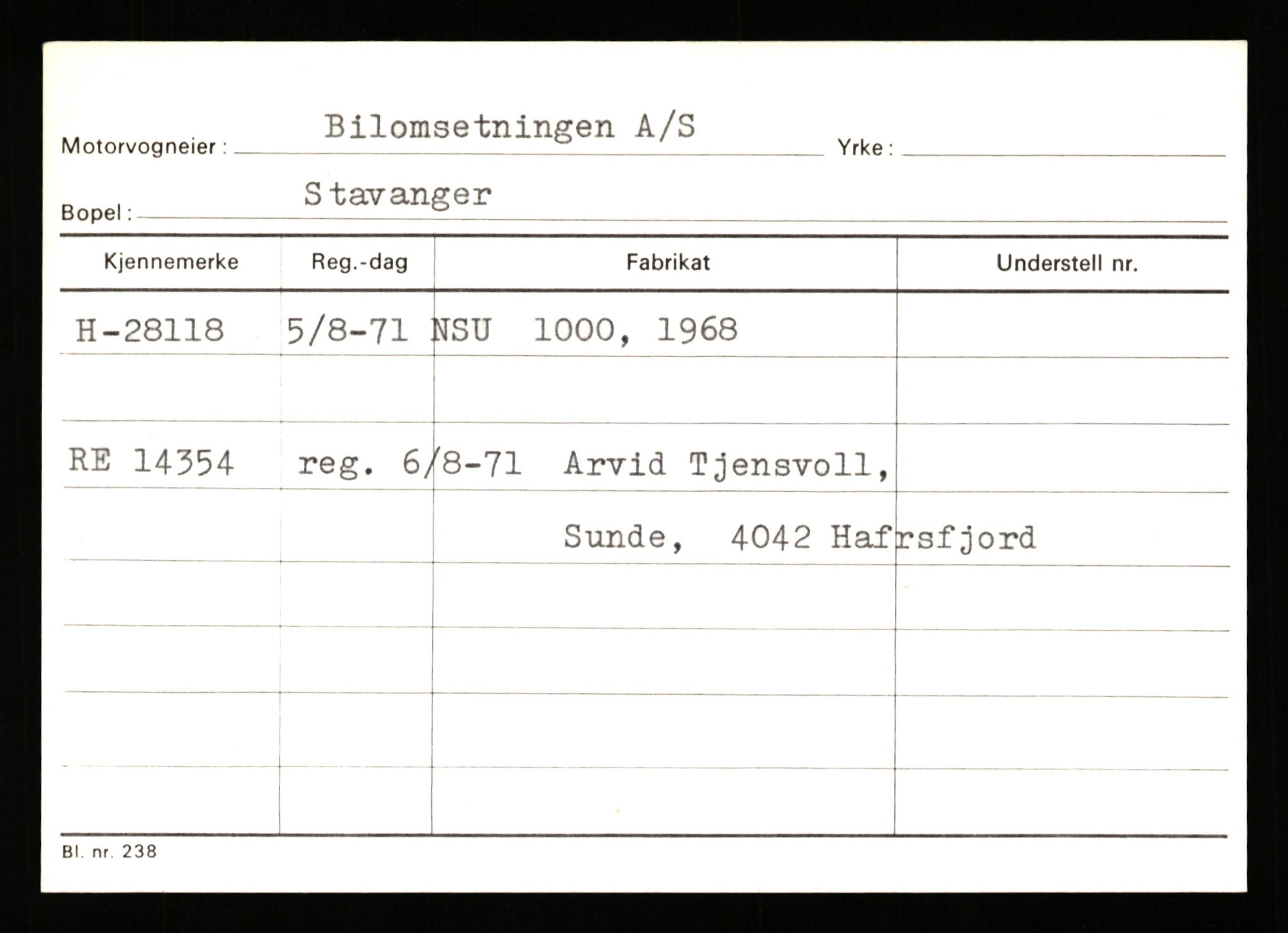 Stavanger trafikkstasjon, AV/SAST-A-101942/0/G/L0005: Registreringsnummer: 23000 - 34245, 1930-1971, s. 1645