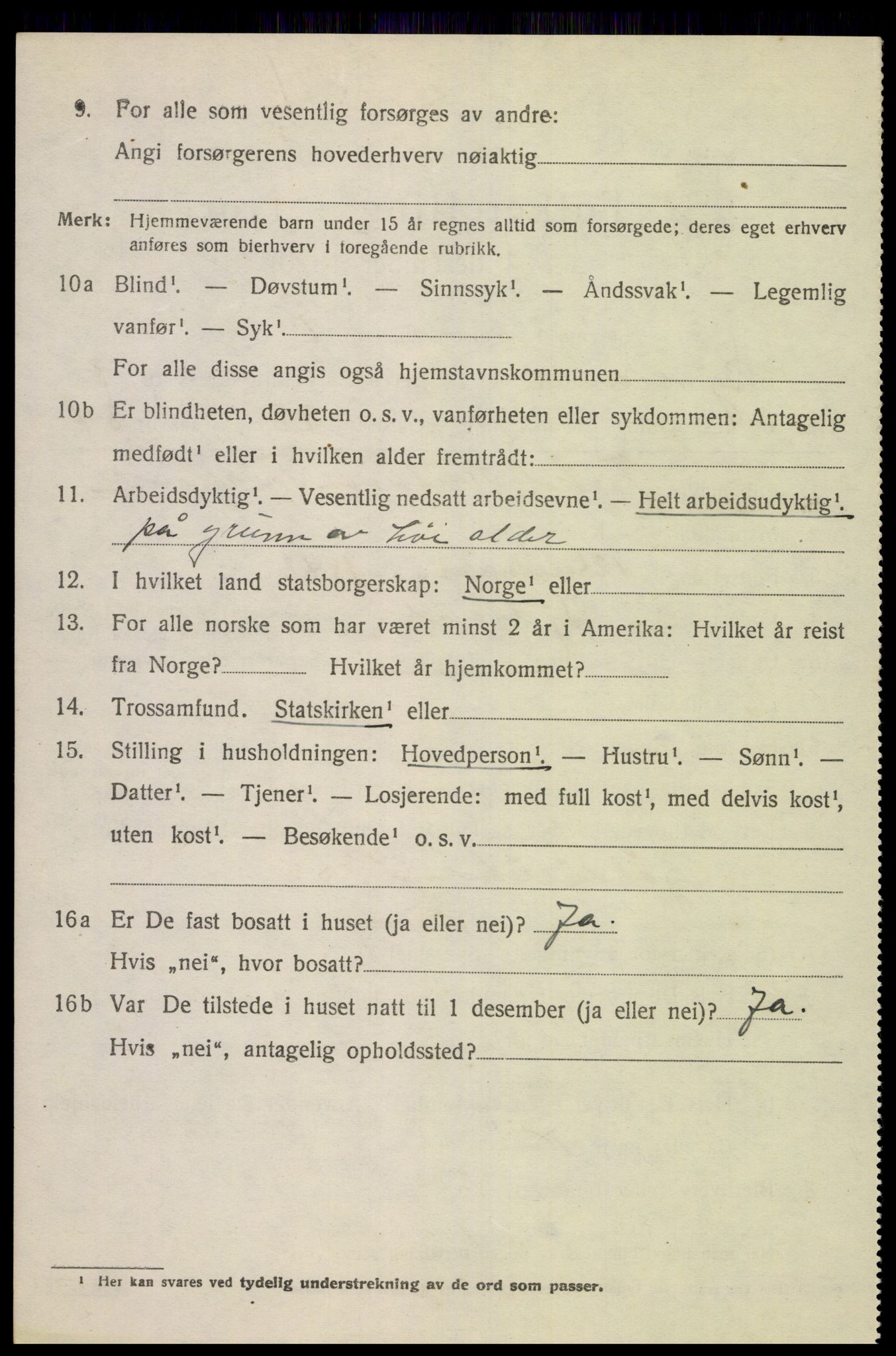 SAK, Folketelling 1920 for 1024 Bjelland herred, 1920, s. 1194